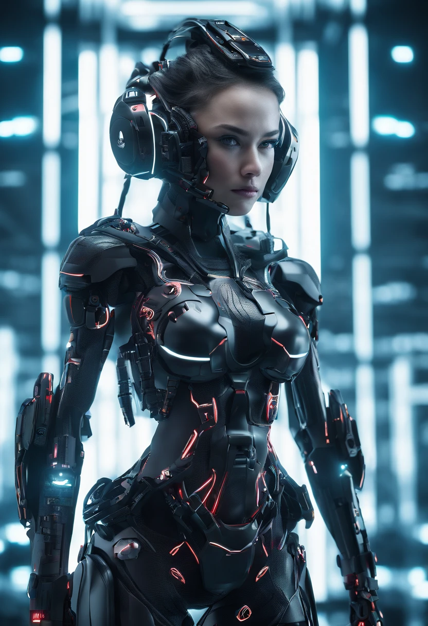 ((robot girl, Mecha)), Leuchtende Augen, Zartes Gesicht, Broken armor, Mechanische Aura, Mechanischer Arm, graue Haare, Lange Haare, Ceramic body, thigh gap, kleine Brust, Cyber-Hintergrund, Very nice city, (Durchscheinend, Reflektierende Haut), 8K, best quality, Ultra-detailliert, (Surrealismus: 1.4),