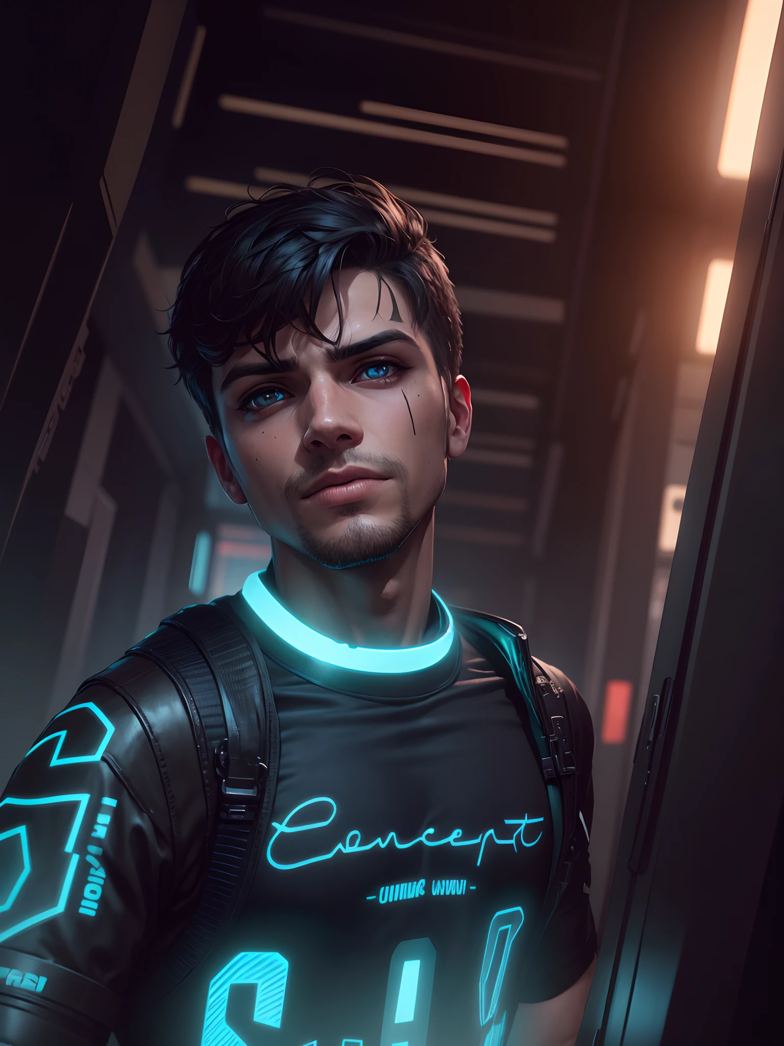 Change background cyberpunk handsome boy, realistic face, 8k, ultra realistic,
