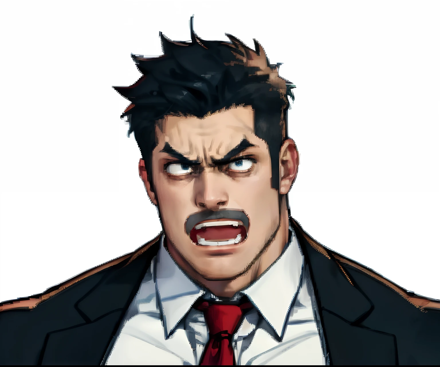 A close up of a man in a suit and tie with a mustache - SeaArt AI