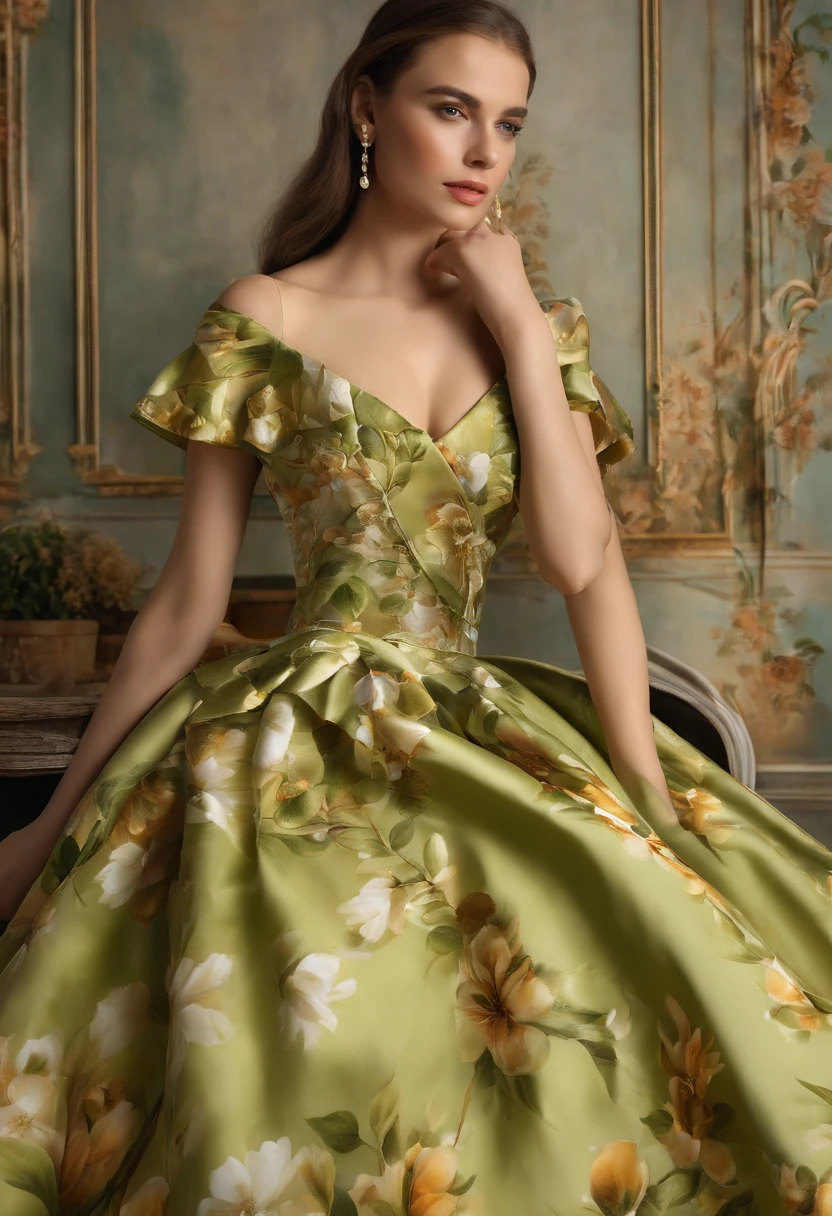 Pear pattern dress,Many details,realistic detail