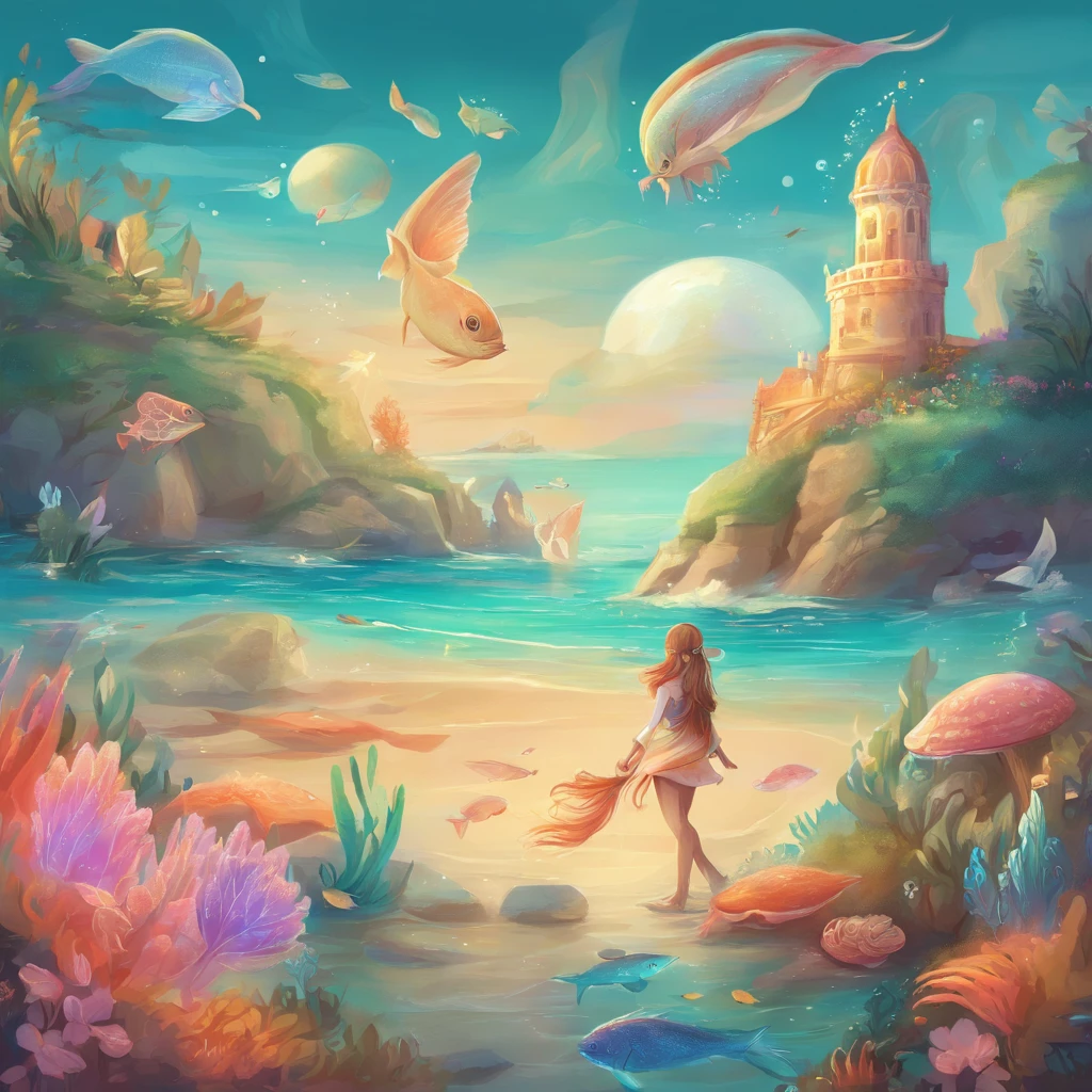 um fundo do mar, com lixo, garrafas, latinhas, peixes, peixinhos nadando, in illustration style digital, cena quente e bonita, cute illustration, arte digital detalhada bonito