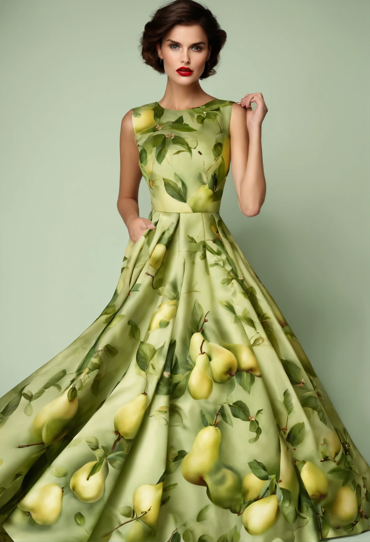 Pear pattern dress,Many details,realistic detail
