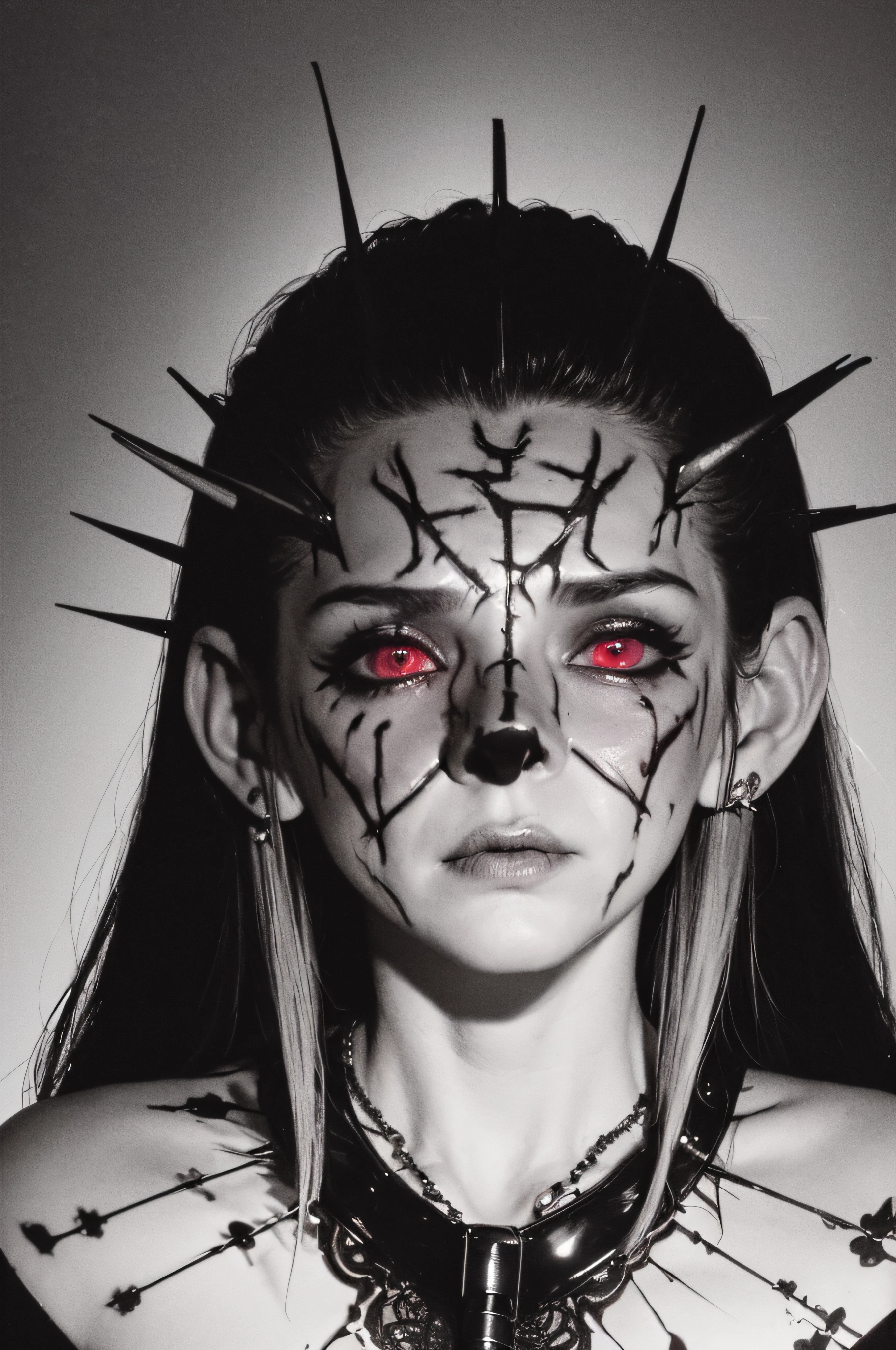 "(The best lighting, oscuro, dramatic),(feto calavera alien, Hellraiser, Cicatrices, , sexy, cerebro, sangre, una rata dentro de la cabeza, terror.),(ojos rojos, calaveras). morning light.