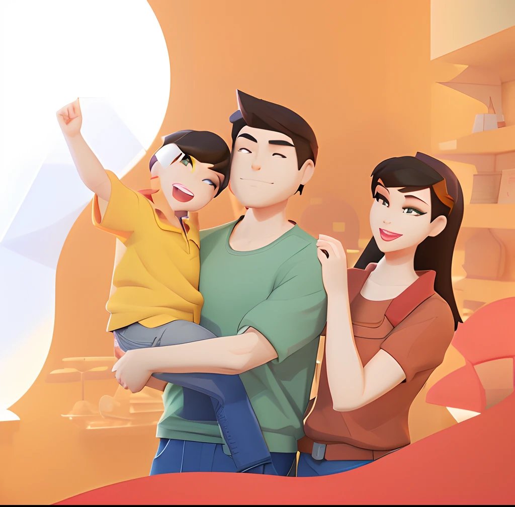 Family of three, 3 d icon for mobile game, stylized shading, soft image shading, smooth shading, Stylized 3 D, game icon stylized, Soft Shading, Stylized art, arte renderizada, item art, smooth light shading, 3d game object, stylised painting, added detail, stylistic blur