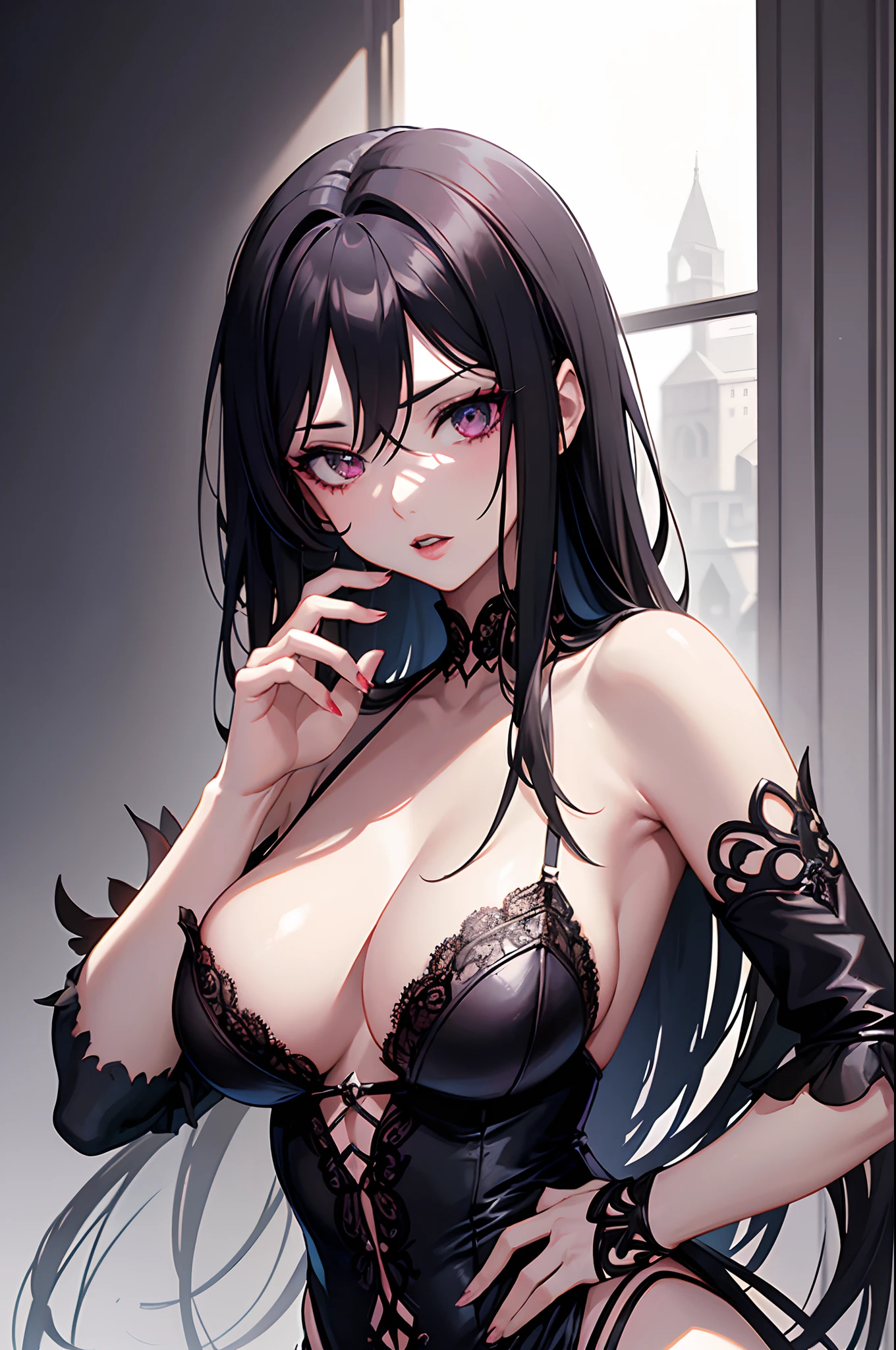 A girl in sexy lingerie, Nico Robin, is depicted in her vampire form. Her eyes are beautifully detailed and mesmerizing, with a hint of mystique and allure. Her lips are also beautifully detailed, adding to her seductive appeal. The focus is on her face, highlighting its extreme detail and elegance. Her long eyelashes enhance her captivating gaze.
The artwork is created using various mediums, such as intricate illustrations and photorealistic rendering. The high-quality of the image is emphasized by its best quality (4K, 8K, highres, masterpiece:1.2) and ultra-detailed characteristics. The concept is to bring out the utmost realism and precision in the portrayal.
In terms of style, the artwork combines elements of fantasy, seduction, and dark aesthetics. It captures the essence of Nico Robin's vampire form, portraying her as powerful and alluring. The color palette is rich and vibrant, incorporating deep shades of red, black, and purple. The lighting is carefully crafted to enhance the dramatic effect, with studio lighting providing a perfect balance between light and shadow.
Additional details in the artwork include intricate lace patterns on the lingerie, highlighting its exquisite and delicate nature. The background complements Nico Robin's vampire persona, featuring a gothic atmosphere with subtle elements of mist and moonlight. Her body language and pose exude confidence and sensuality, further enhancing the overall composition.
This Stable Diffusion prompt will generate a high-quality image depicting Nico Robin in her vampire form, adorned in sexy lingerie. The artwork will showcase extreme detail, vivid colors, and a captivating atmosphere, staying true to the concept of a powerful and seductive vampire.