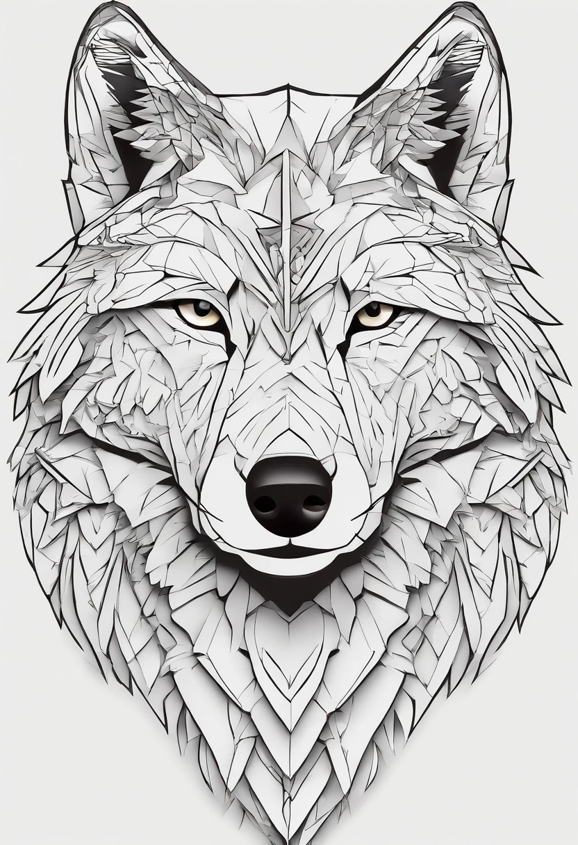Wolf, style of Yoji Shinkawa, black and white, print, super detailed