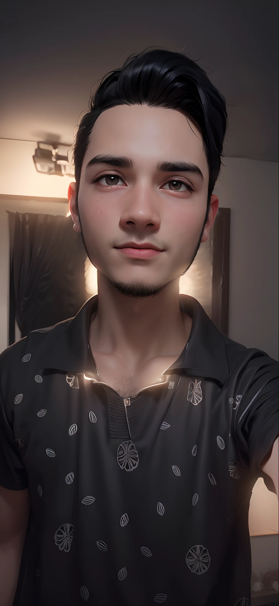 Boy made in abys, black hair, in the darkness