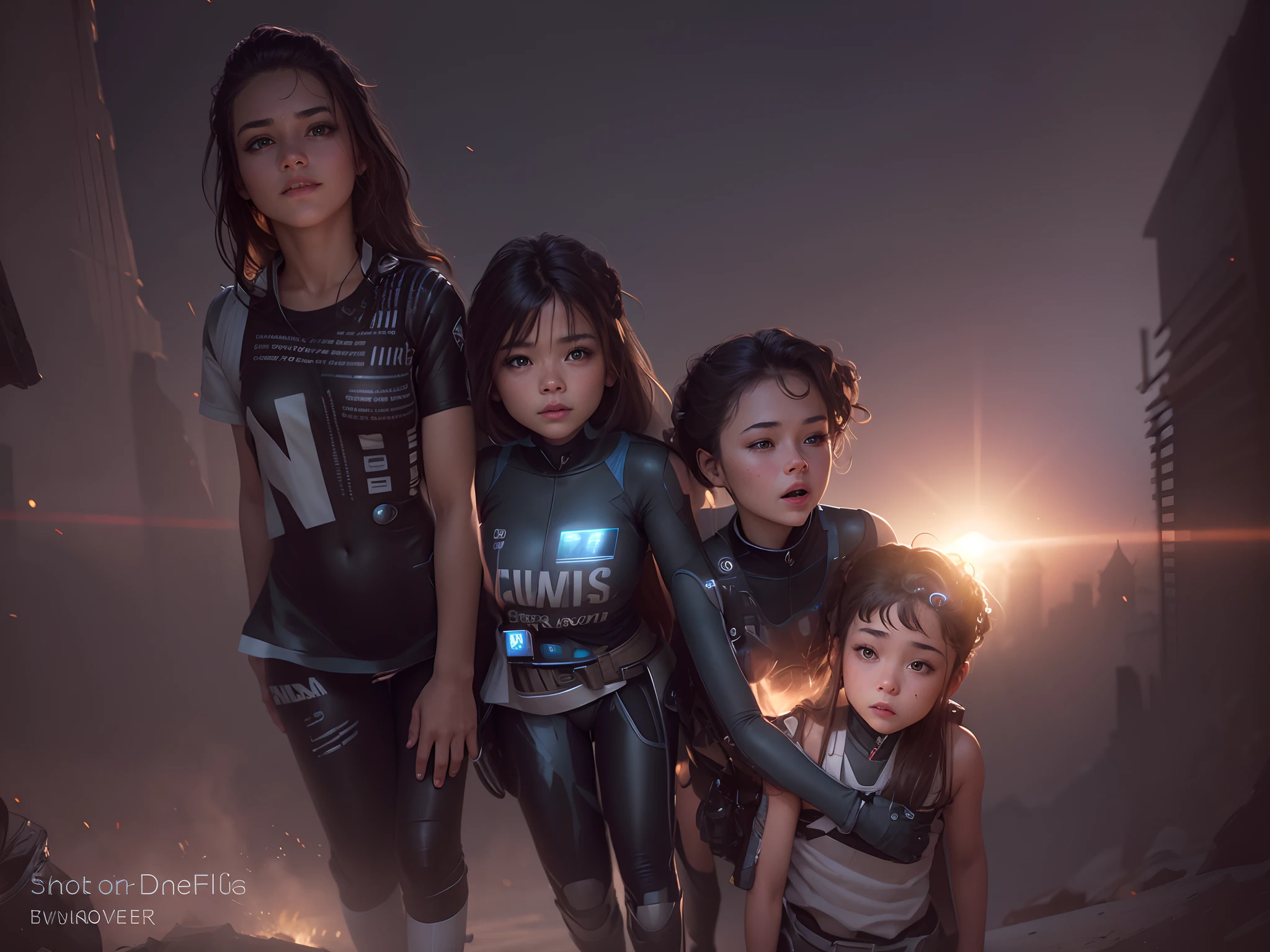 A young beautiful girl in a tight sci - fi uniform, with a slim figure, whole body, with her hair up, female warrior