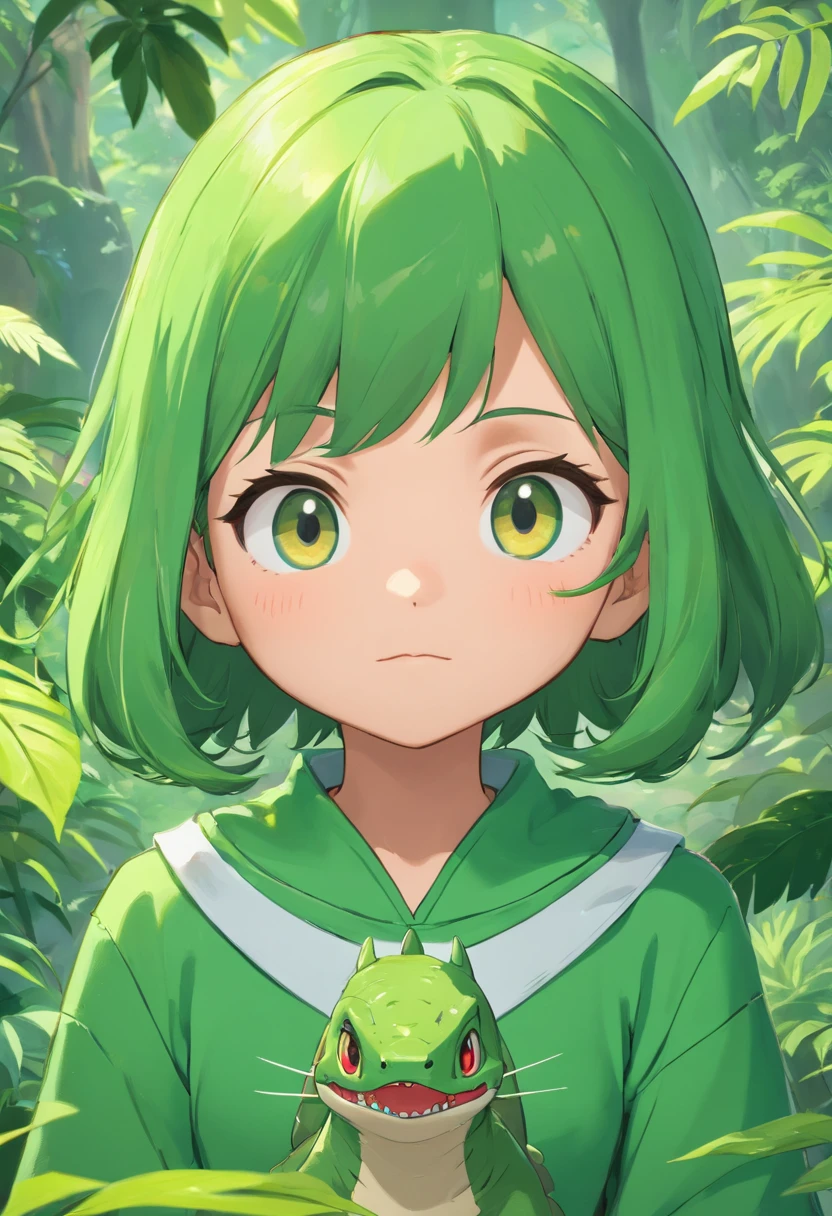 vista frontal do garoto animado usando design de roupa explorador, com seu dinossauro verde, corpo inteiro, Drawing a face in maximum quality, desenho facial de alta qualidade, clip art, full illustration, 4k, foco nítido, pele macia e suave, symmetrical and detailed face, arte conceitual, estilo de conto de fadas, chibi kawall. Octane, 3D-rendering, rosto perfeito, rosto detalhado, rosto delicado, perfect refined lips, olhos detalhados.