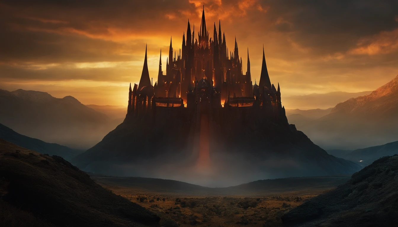 O Senhor das Trevas Sauron em um trono de trevas