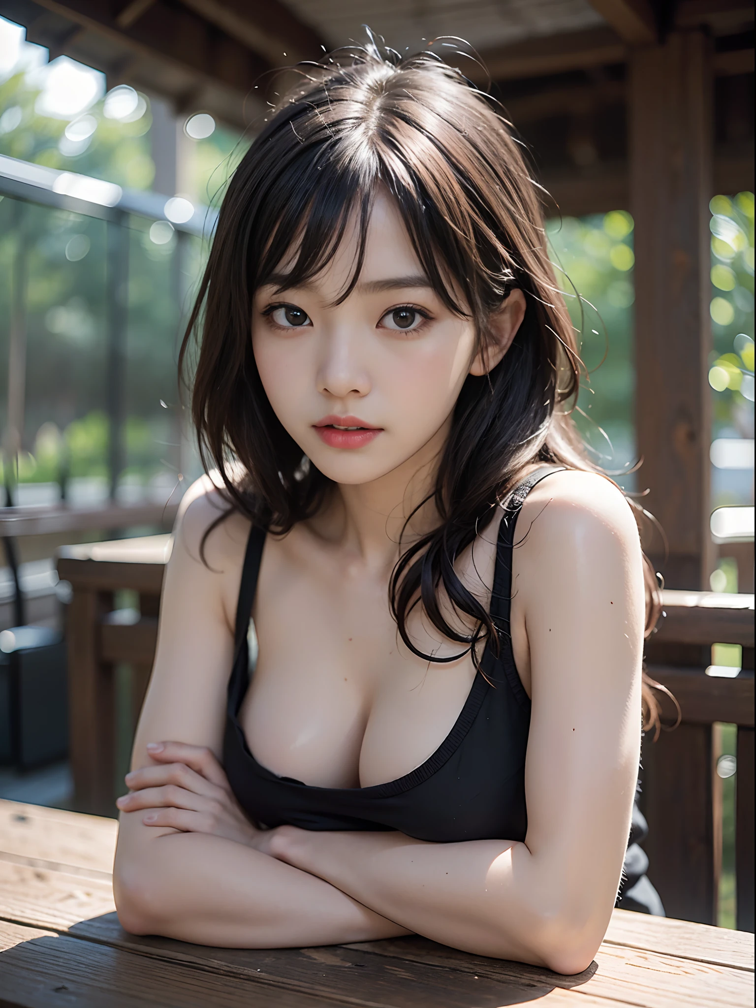 Girl in tank top is angry with her arms crossed、bustup、Big、Korean Idols、Live action、Sauce order、Asian woman smiling at Alafe,、Young Pretty Gravure Idol, Young skinny gravure idol, Realistic Young Gravure Idol, Young Sensual Gravure Idol, Japanese Models, Shot with Canon EOA 6 D Mark II, taken with canon eos 5 d mark iv, Young Gravure Idol,