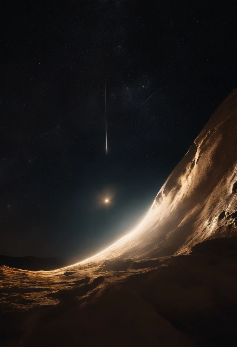 (Thick energy beam),cosmic space,fierce,Golden-white light,(Throughout meteorites)