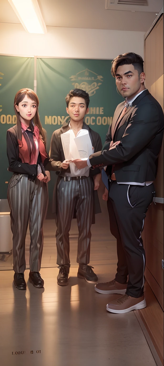 Good background  handsome anime boy and cute girl real face,  ,  realistic