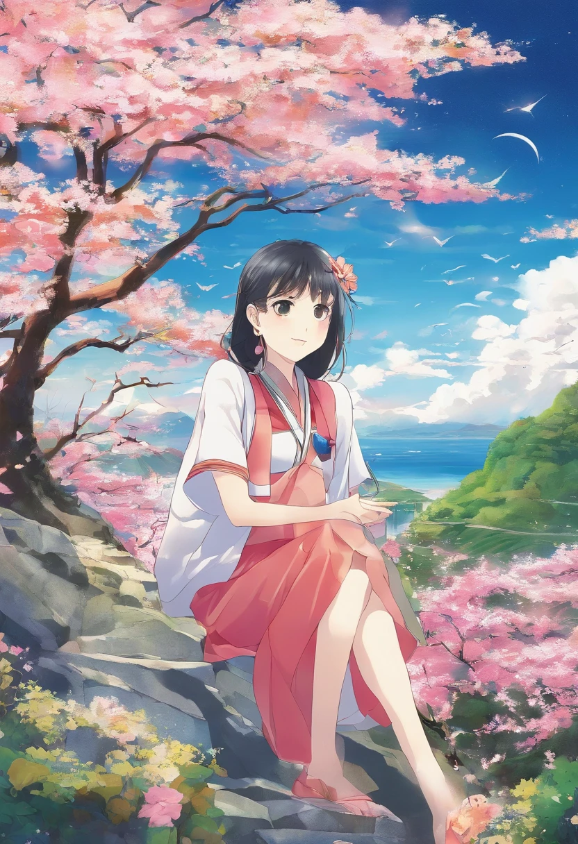 makino makora, small, in the background of beautiful scenery