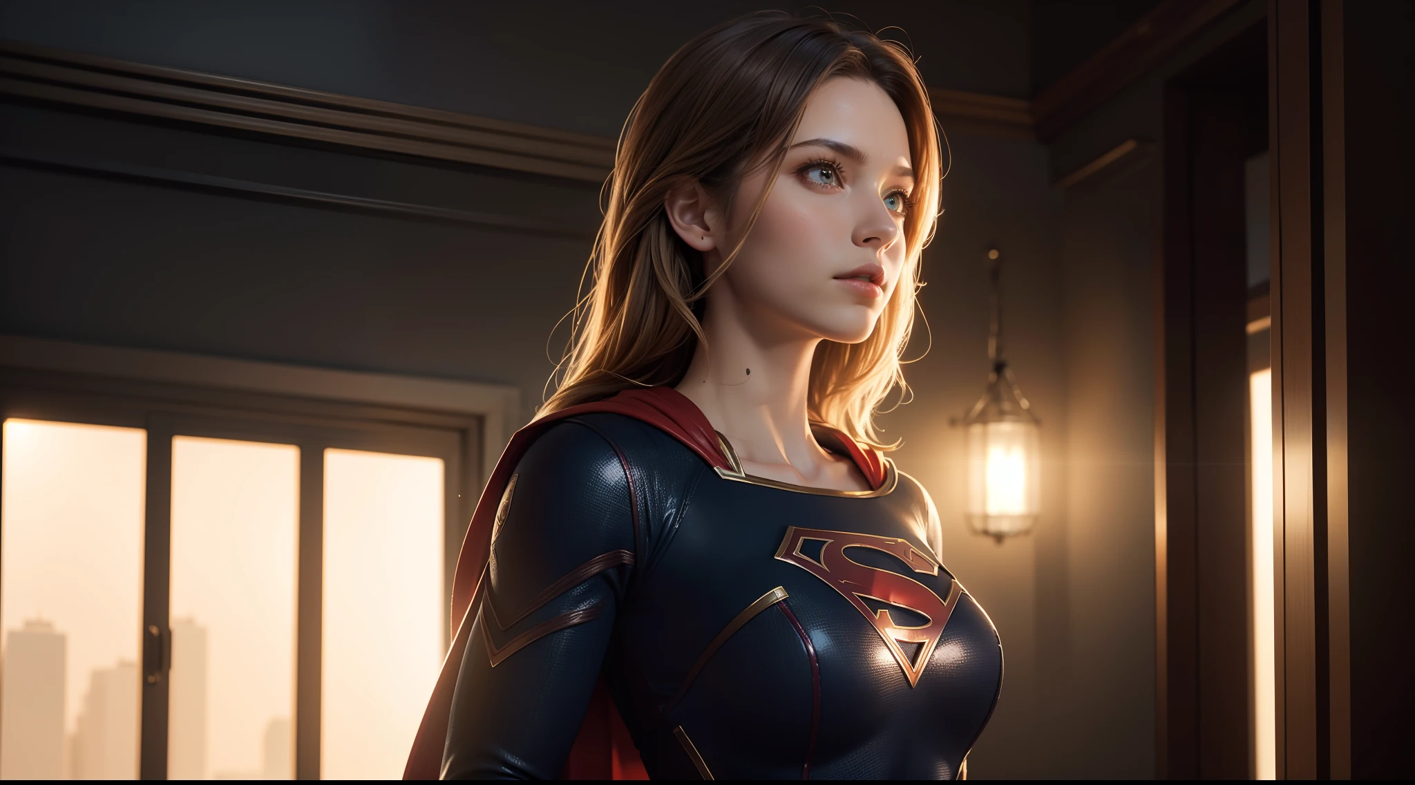 Supergirl in a black suit (huge сиськи) от DC Comics, CGI with clear focus, Photorealistic, high detail, Realistic, Masterpiece, absurdress, Best Quality, HDR, hiquality, hight resolution, Extremely detailed, 8k wallpaper, intricate details, 8K UHD, Full-HD, (foto realista:1.2), Contrast, sharp lighting, Cinematic lighting, natural lighting, hard light, Backlighting, Global Illumination, Environment Occlusion