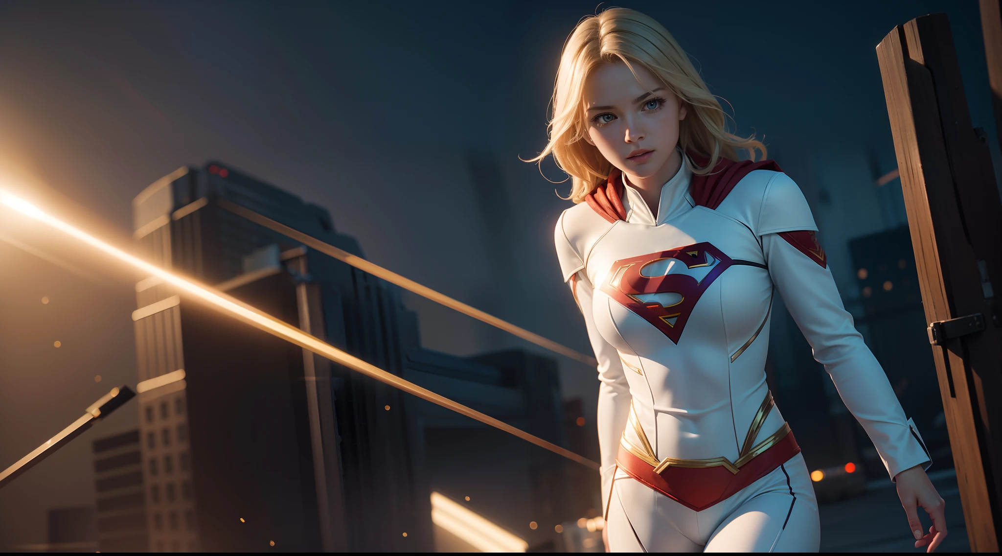Supergirl in a white suit (huge сиськи) от DC Comics, CGI with clear focus, Photorealistic, high detail, Realistic, Masterpiece, absurdress, Best Quality, HDR, hiquality, hight resolution, Extremely detailed, 8k wallpaper, intricate details, 8K UHD, Full-HD, (foto realista:1.2), Contrast, sharp lighting, Cinematic lighting, natural lighting, hard light, Backlighting, Global Illumination, Environment Occlusion