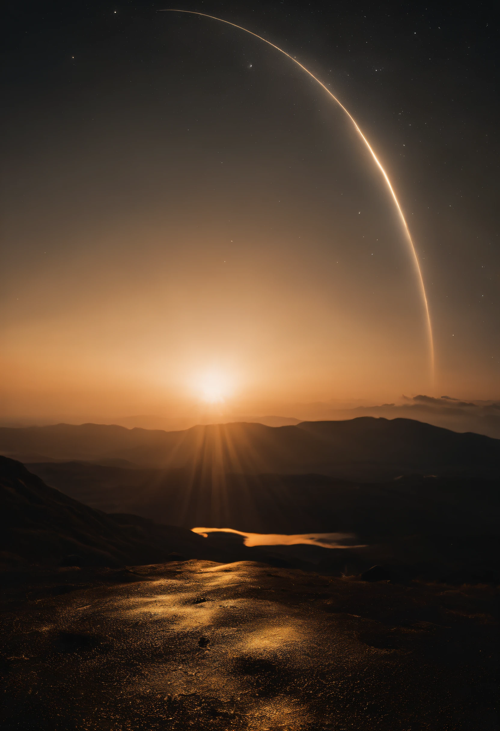 (Thick energy beam),cosmic space,fierce,Golden-white light,(Throughout meteorites)