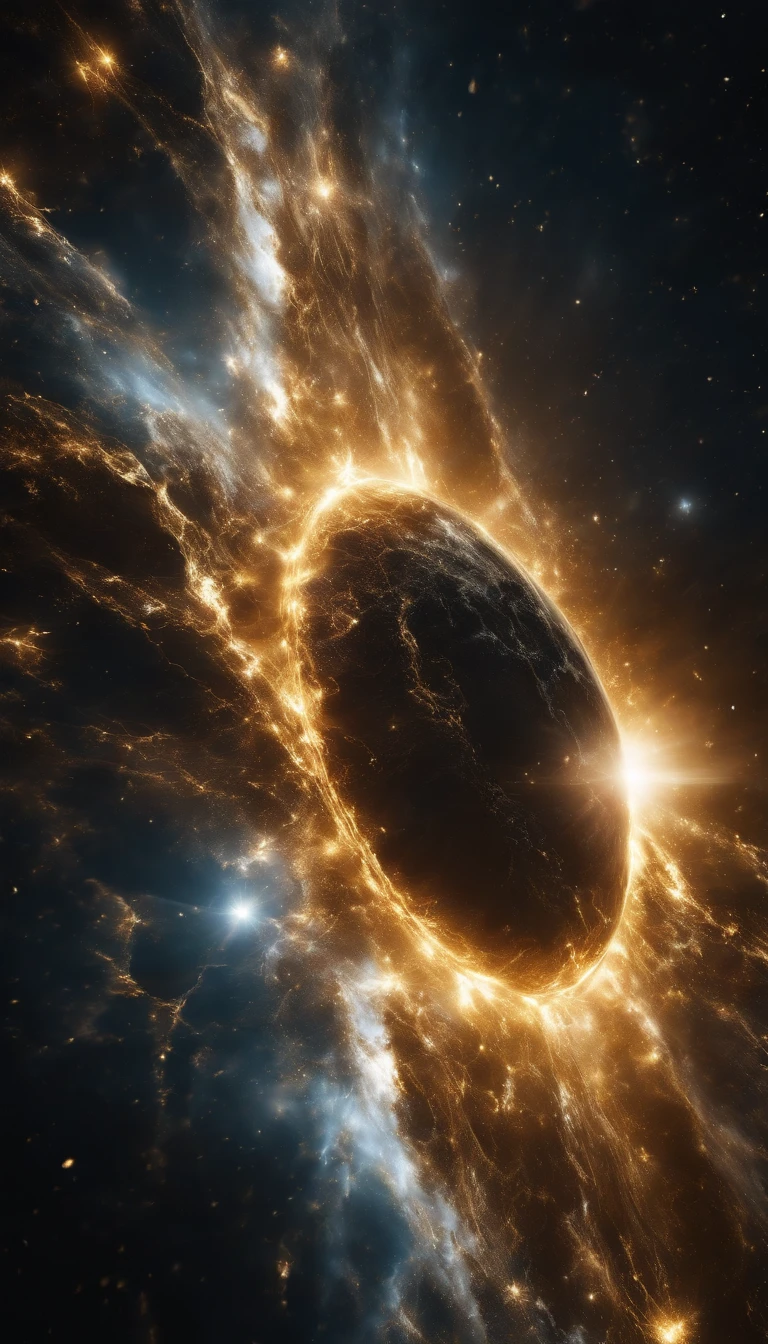 (stocky luminous flux),cosmos space,extra-firce,golden and white beam,(shatter through the asiderite),magnificient,official art,best quality