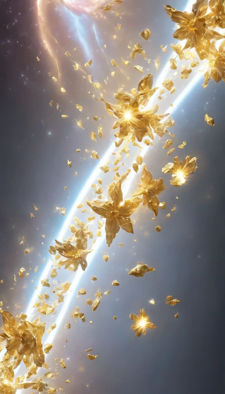 (stocky luminous flux),cosmos space,extra-firce,golden and white beam,(shatter through the asiderite),magnificient,official art,best quality
