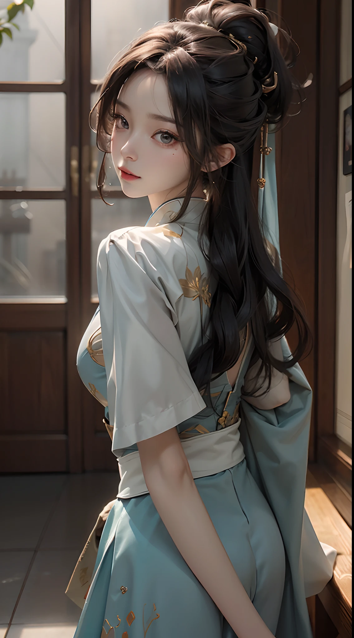 ((8K,RAW photos,top Quority,tmasterpiece)(realisticlying,realisticlying:1.37),(HighestQuali),(Best shadow),(Most Best Illustration),鎖骨((The large)),((,Raised sexy,超高分辨率,HD CG unifies 8K wallpapers,physically-based renderingt,cinmatic lighting),(aegyo sal:1),18 years old girls,Need,tmasterpiece,whaite hair,Golden eyes,Hairline,Fair skin,SideBraid,1 sexy girl, taking a shower, beauitful face, adorable eyes, huge tit,busty figure,Chinese Hanfu,tmasterpiece,16k,Ray traching,NVIDIA RTX,Hyper-Resolution,Unreal 5,Subsurface scattering、PBR Texture,Anisotropy Filtering,depth of fields,MAXIMUM DEFINITION,Many-Layer Textures,Albedo e mapas Speculares,Surface coloring,Accurate simulation of light-material interactions,perfectly proportions,Two-colored light,largeaperture,Low ISO,White balance,the rule of thirds