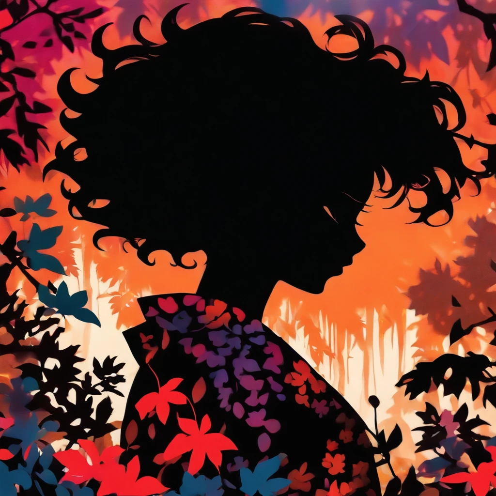 (Silhouette Art,cutouts:1.6)
(((Paper cutting art,A world where only black exists:1.3)

(Cowboy Shot),1 girl,Solo,
(Kimono Girl,profile:1.2),white, Clear and beautiful face,Black cat at feet

break
(Colored leaves、amarelo　Red:1.1)
Textured glass background,
