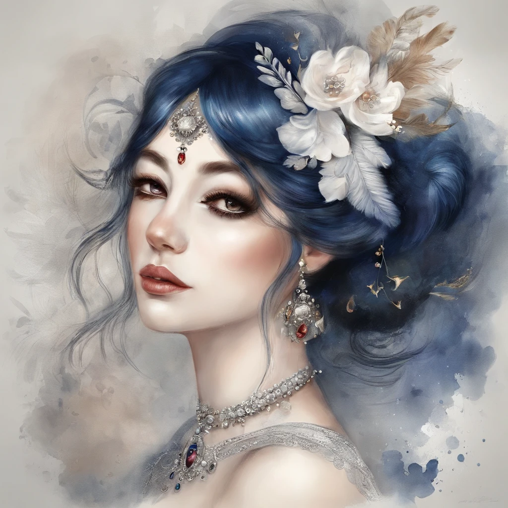 the night,Dark blue sky,White floral dress,Dignified,slim,standing athletic pose,legs crossed, cabelos preto e longos, long hair and waist, Beautiful age girl, White headgear,Hairline,oblique bangs, shairband, hair adornments, forehead gem, Paulai Gem Branch, crescent-shaped hair ornament, Fish hair ornament, glitters, cinmatic lighting, lens glare, nffsw, high detal, high quarity, hight resolution, best qualtiy, 8K, 16 K, high detal, high quarity, super detailing, anatomy correct, tmasterpiece,((Full body)), ((From below))