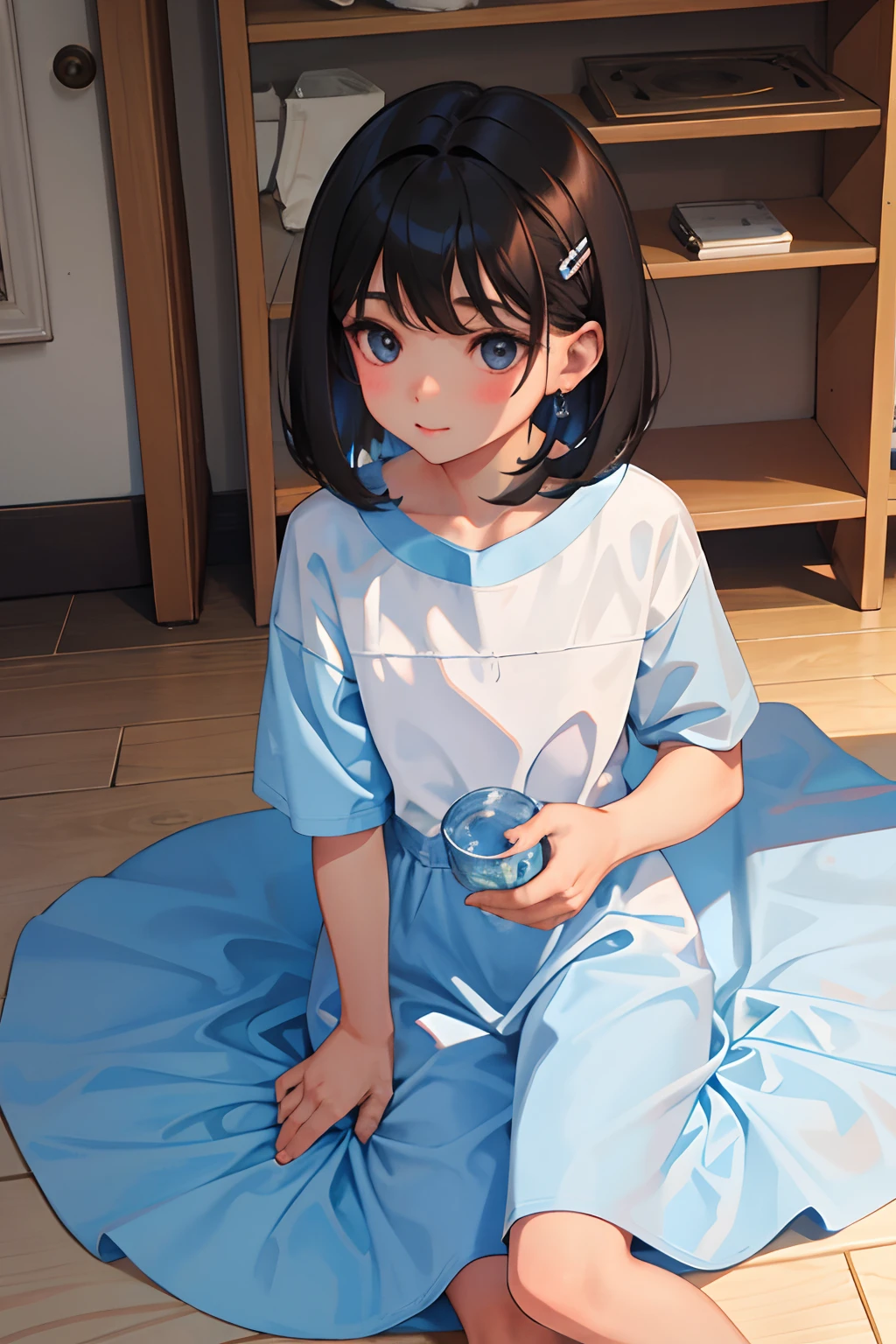 child,(masterpiece,Highest Quality),A dark-haired,Medium bob,Cinderella