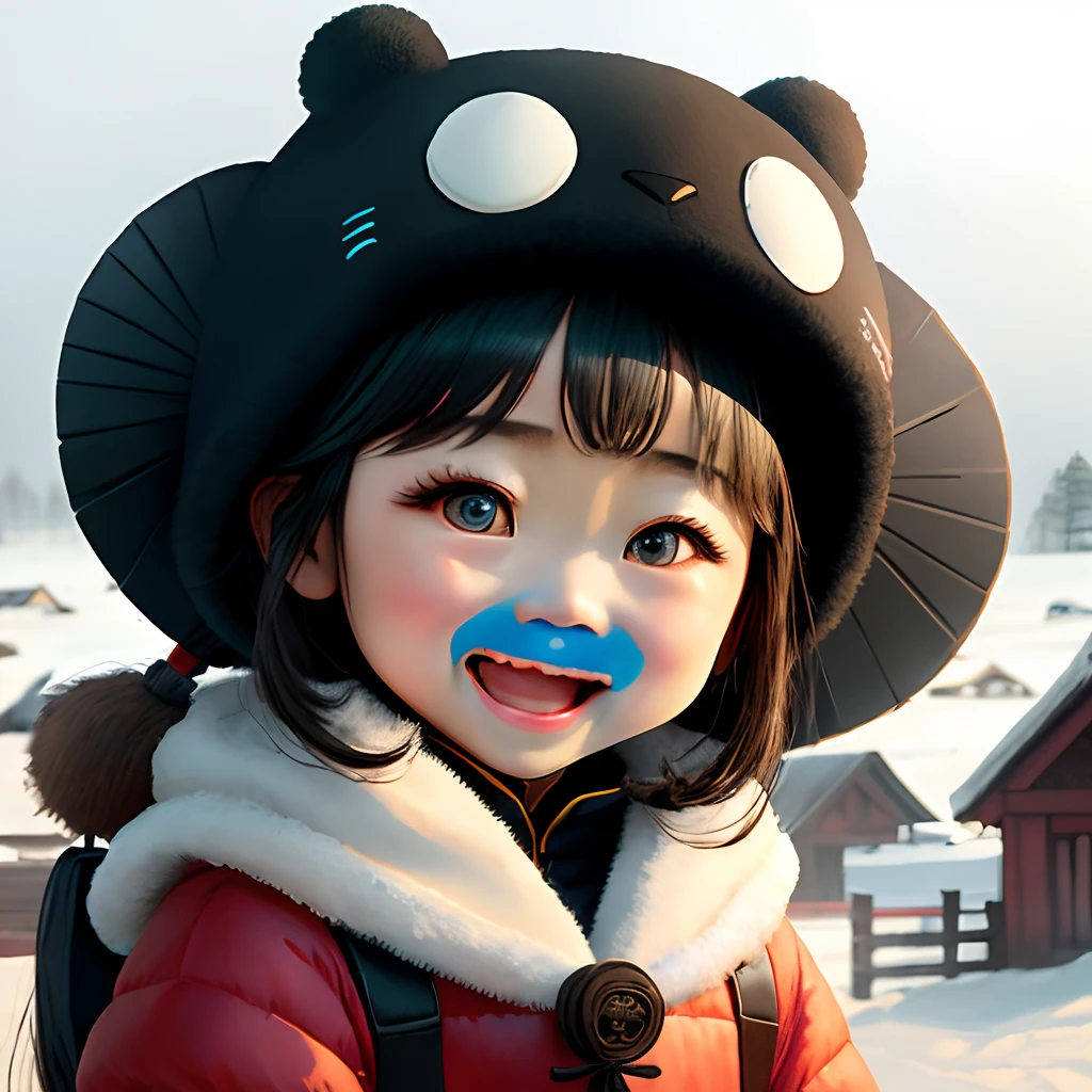 Chinese style little girl,Big Eyes Q Edition Headgear Sunny Snow Laugh