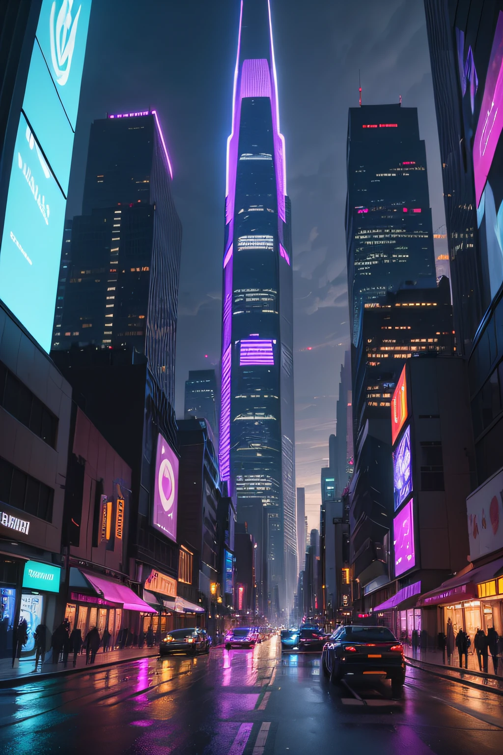 (best quality,realistic,highres,masterpiece:1.2),ultra-detailed,(realistic,photorealistic,photo-realistic:1.37),HDR,UHD,stunning futuristic cityscape,glittering skyscrapers,advanced transportation system,sleek flying cars,impressive technological infrastructure,architectural marvels,meticulously designed streets and buildings,vibrant neon lights,innovative urban planning,aesthetic balance between nature and technology,immersive cinematic lighting,softly glowing street lamps,captivating reflections on glass facades,light trails from passing vehicles,dynamic and dramatic shadows,high-tech holographic displays illuminating the city,indigo and magenta color tones,evoking a sense of awe and wonder.