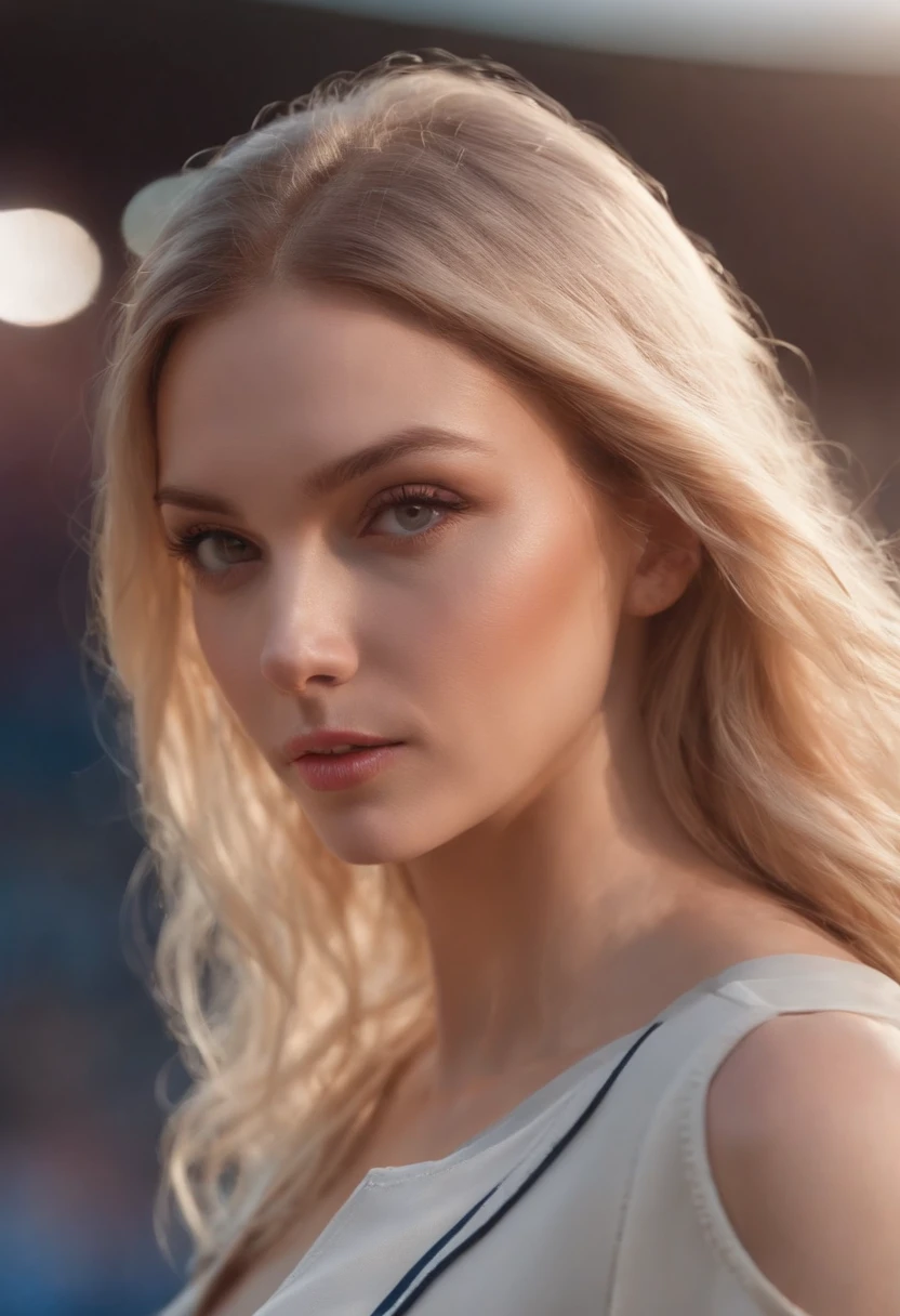 Teddi Mansueto, complete body of a beautiful photorealistic woman, (Spectator at a baseball game: 1.5), mains dans les poches: 1.25, looking at the camera in front, fantaisie de coloration intense, cheveux clairs, A superb realistic photograph 20 years, random colored hair, (mode fan des Cardinals de St Louis: 1.3), yeux bleu, corps entier, couverture, hyperdetailed painting, luminisme, octane rendered, Bar lighting,  complexe, 8k resolution conceptual art portrait by Martina Fačková and Prywinko Art, Artgerm, WLOP, Alphonse Mucha, Tony Taka, Fractal isometric details bioluminescence, Impressive hyperalist cover photo in color, Hand-drawn, brillante, graveleuse, Realstic, davinci, erte .12k, complexe. Definition of hit , cutscene, croquis approximatif, Mix of bold dark lines and loose lines, lignes audacieuses, sur papier, Reallife Human