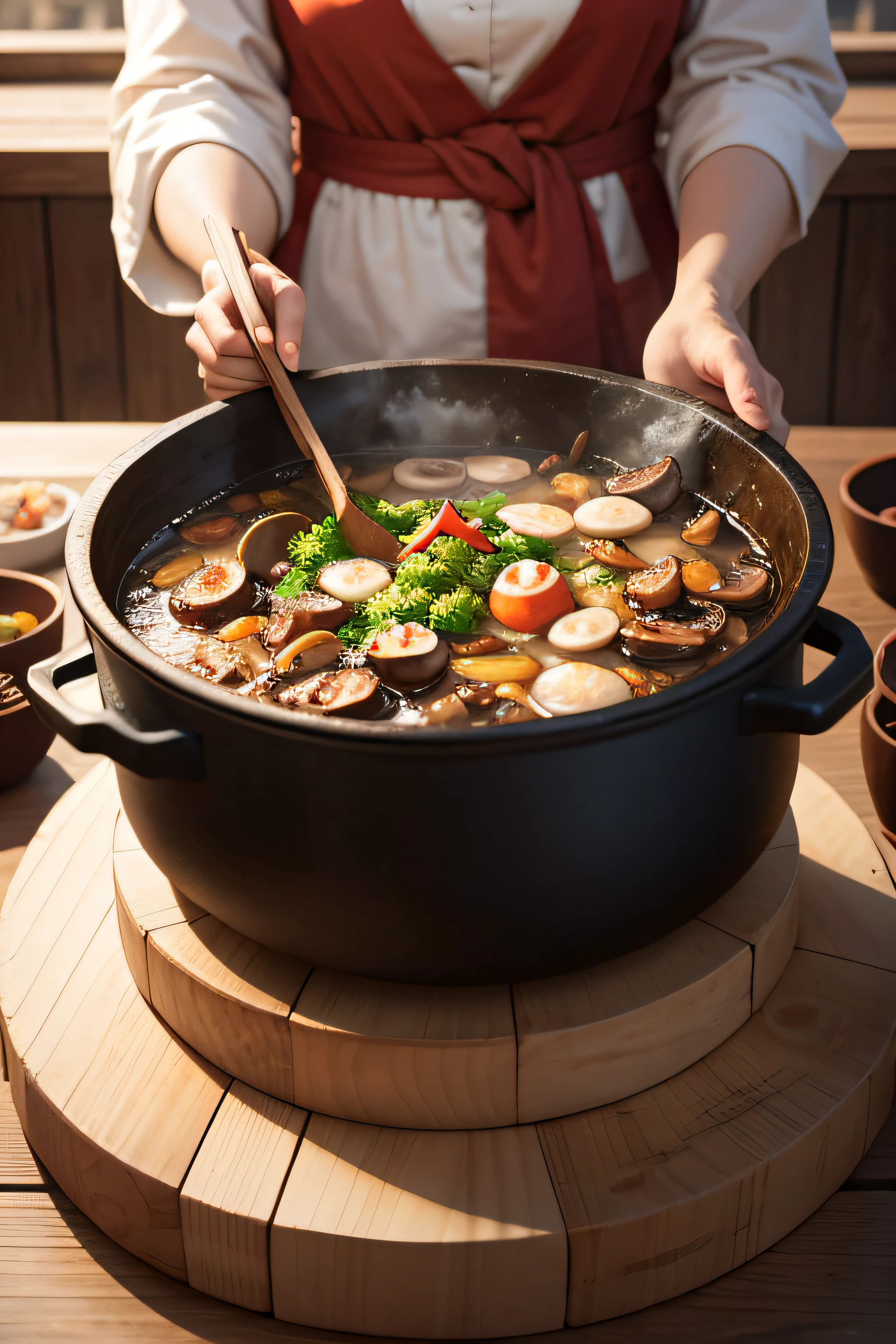 A mushroom hot pot in an ancient city