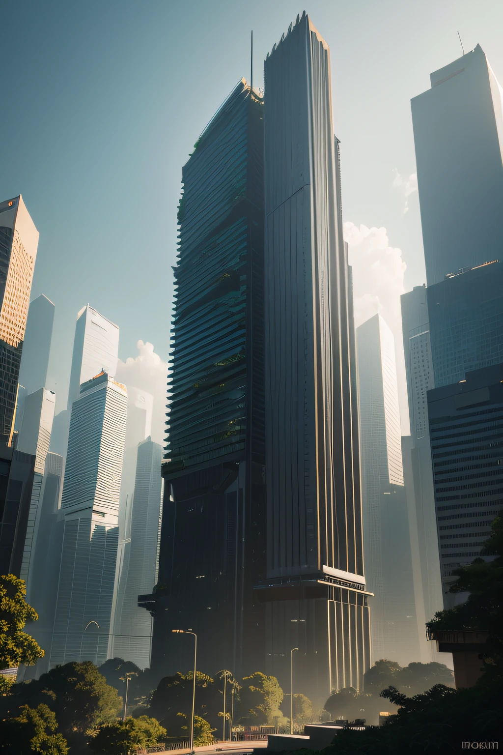Parametric deconstruction tower plants on facade, Singapore, cinematic lighting
(best quality,4k,8k,highres,masterpiece:1.2),ultra-detailed,(realistic,photorealistic,photo-realistic:1.37),HDR,UHD,studio lighting,ultra-fine painting,sharp focus,physically-based rendering,extreme detail description,professional,vivid colors,bokeh,portraits,landscape,horror,anime,sci-fi,photography,concept artists,greenery,vertical garden,dynamic composition,organic shapes,steel structure,modern architecture,contemporary design,reflective surfaces,crisp lines,pristine,urban environment,skyline of Singapore,tropical climate,fantasy,otherworldly,transformation,contrast,texture,light and shadow,magical ambiance