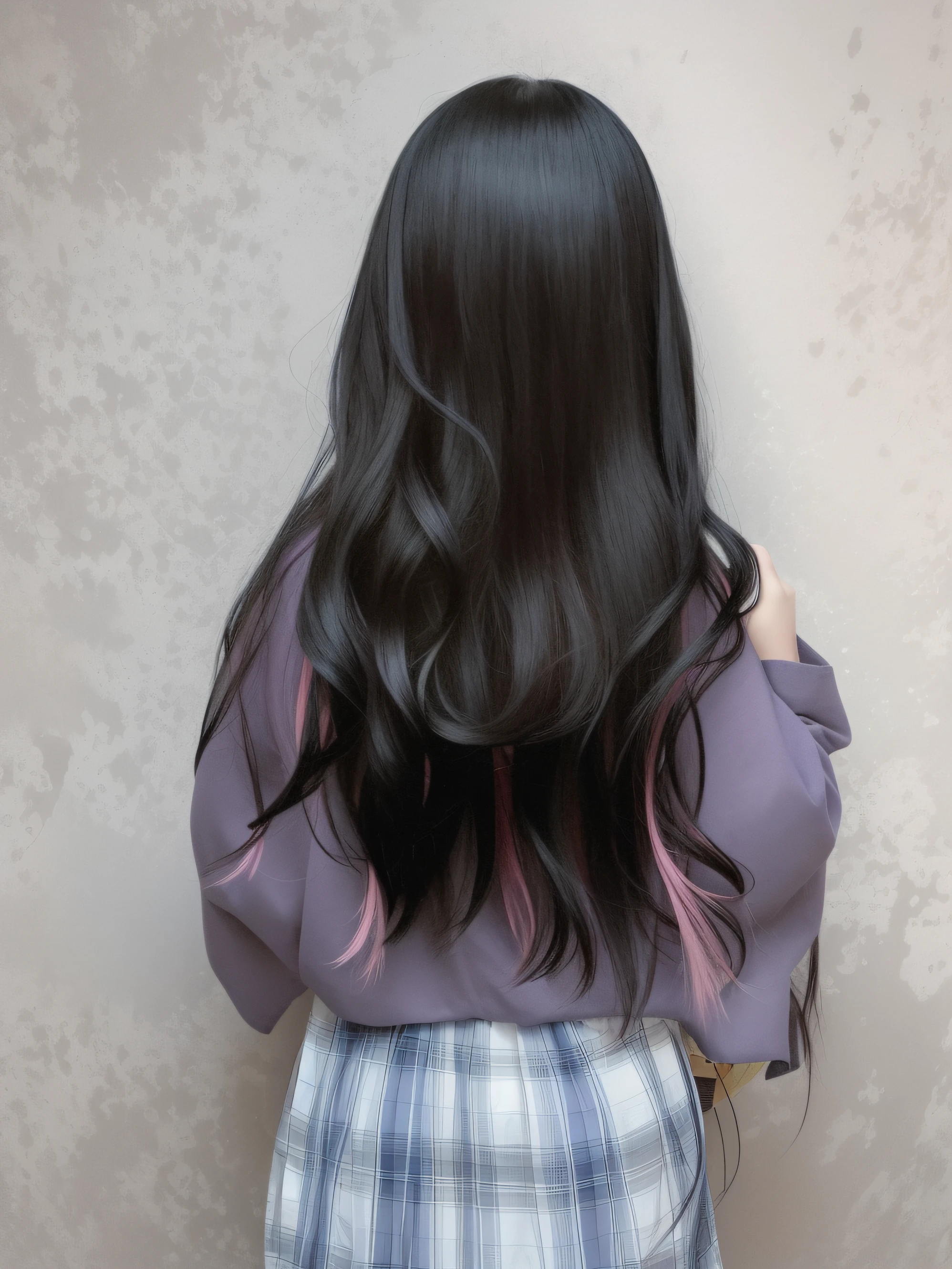 Alafed woman with long black hair isolated on white background, with long black hair, long thin black hair, With long hair, Dark long hair, with long black hair, detailed long black hair, female with long black hair, Long hair , fulcolor, Pink inner color hair,Pink Inner、No gloss、Pink hair tips、Clothes must remain in their original photos、Tips for curled hair、curl hair、longwavy hair、Curled Hair,Product Images、Curled hair tips
