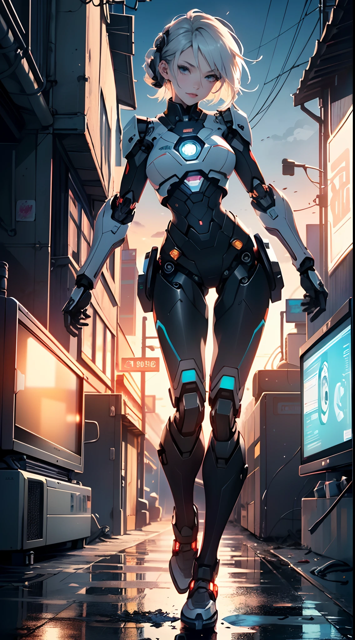(((TV robot with robotic arm and legs))),
(((Little robot chibi))) with ((((TV head)))). he had (((Shaped like a cube with robotic arms and legs))),big breasts and big breasts (((The screen was in his face))) Display emojis and encoded messages,Strange head, Black TV head,Detailed TV head,Intricate robots,
(((object_Head,tvp_Head))),
(Dynamic pose:1.0),solofocus,(Centered,scale to fit the dimensions,Rule of thirds),
Seaside cyberpunk city at night, There are bright neon lights and dark storm clouds and puddles, scenery:1.25,
artsy photography,(photography of:SLDR),A high resolution, Sharp focus, (Ultra detailed, Extremely detailed), (realistic artwork:1.37),(Extremely detailed Cg Unity 8K wallpaper),((Synthetic wave background theme)),(((Vibrant colors))),(intricate background),(Masterpiece),(Best quality)