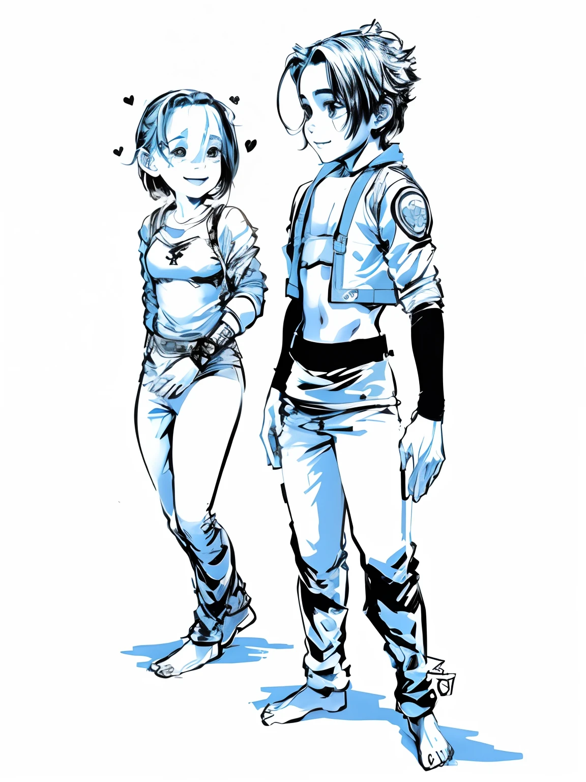 a cute boy and cute girl, a girl surprised, cute smile boy, realistic, super detail, 8k