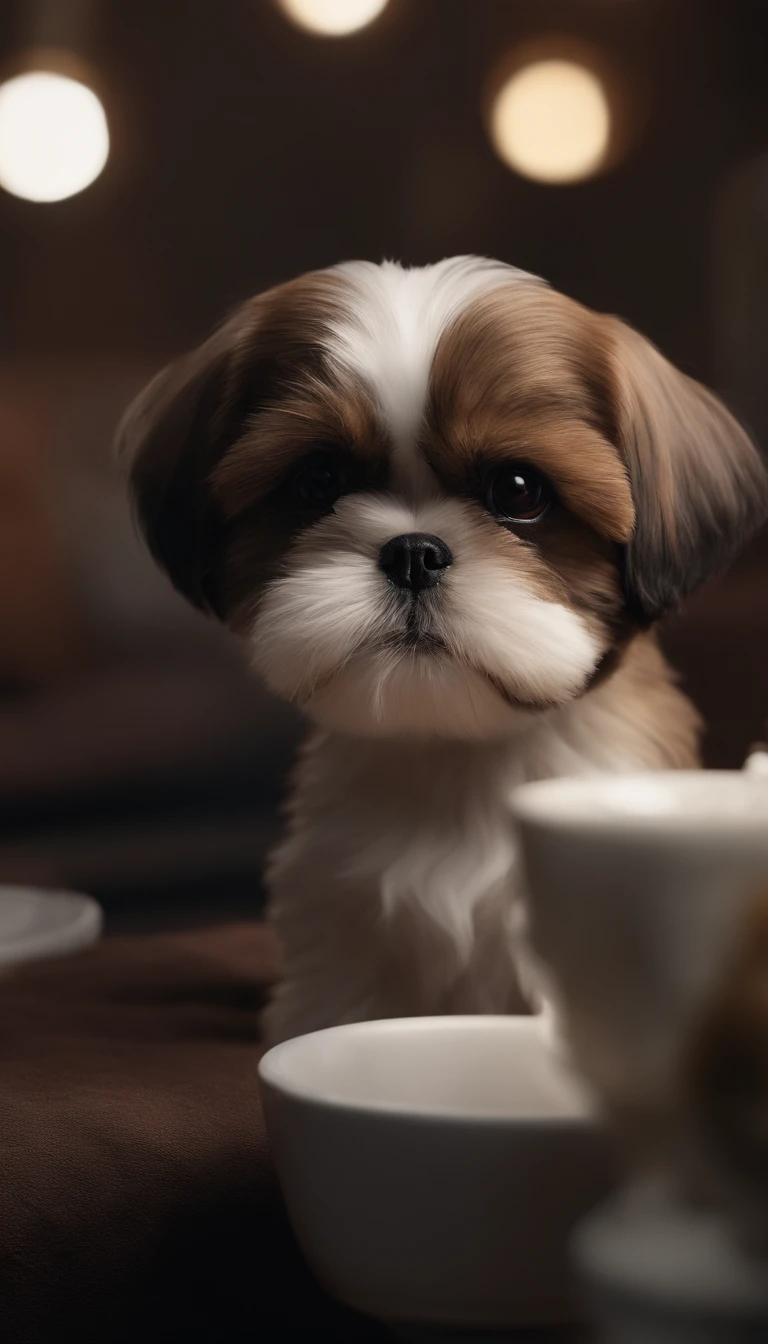 symple background，Ultra photo realsisim，Hyper-detailing，Mechanical Shih Tzu，Mechanical body，Mechanical joints，sci-fy，Full body like，Highly detailed surreal VFX，Smudge，Faraway view，super-fine，ultra - detailed，high quarity，8K ，OC rendering，dynamic viewing angle