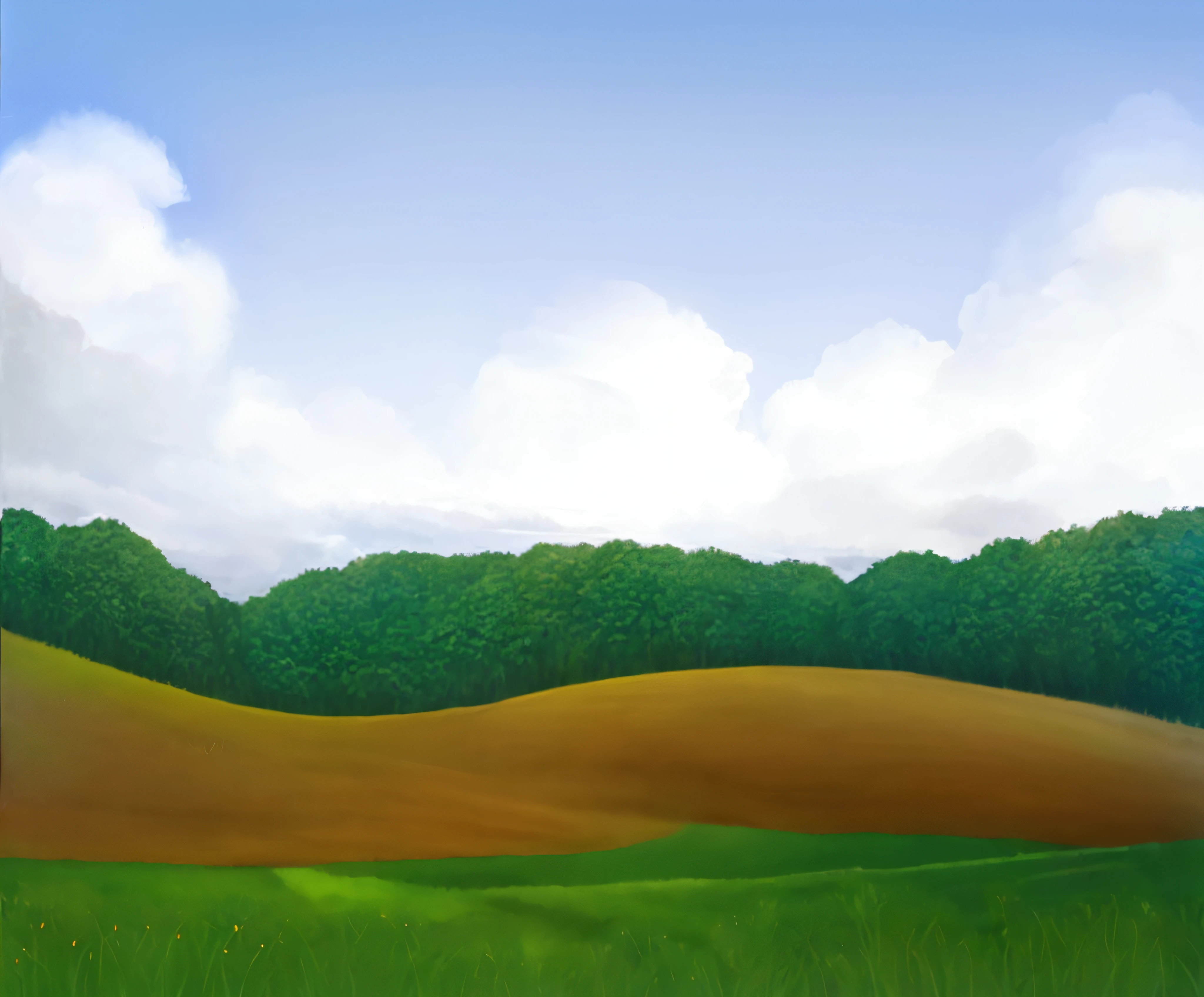 green tall grass with flowers