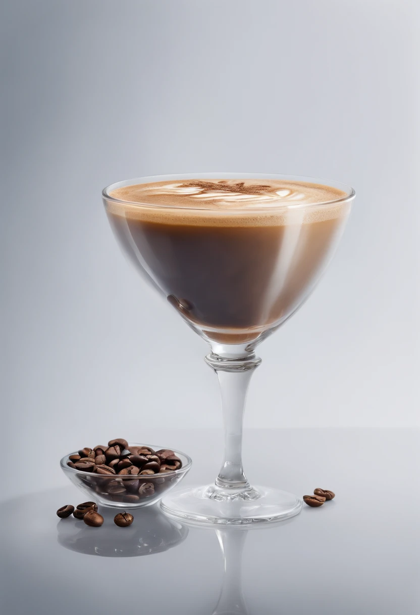 Coffee in a clear glass, Cinematic, Professional Photography, Studio Lighting, Studio Background, advertising photography, Intricate details, ultra-detailliert, A hyper-realistic, 8K UHD