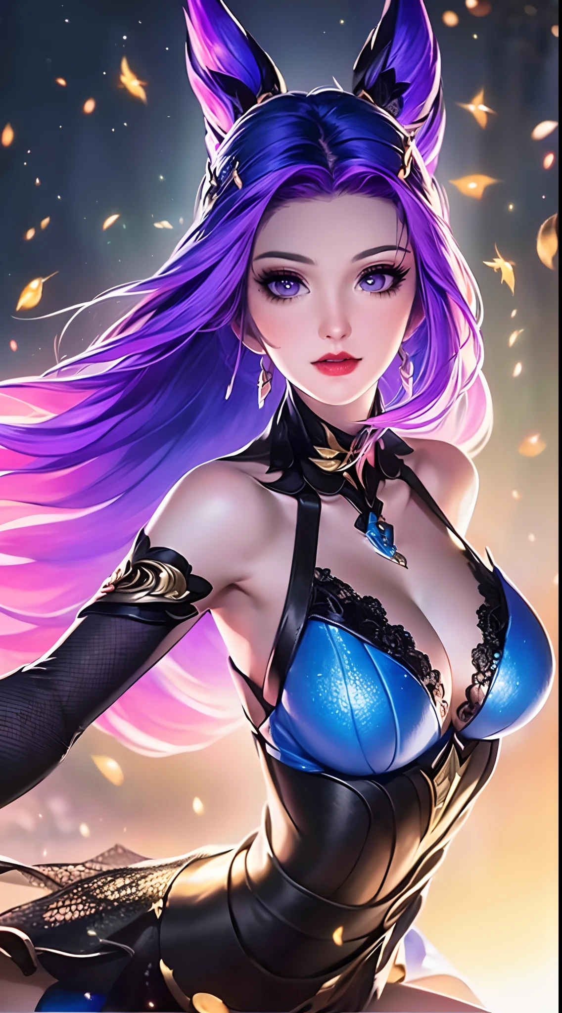 1 beautiful and sexy 20 year old girl, ((wearing a super purlpe dress:1.6)), ((a dress with diamonds:1.7)), ((long purple hair:1.6)), jewelry elaborately made from precious stones and beautiful hair, ((A thin red silk scarf covers half of the face:1.5)), (((wearing a thin light purple silk mask:1.5))), the noble, noble style of an extremely beautiful girl, her small face is super cute, her face is very pretty, thin eyebrows, flawless beautiful face, ((black eye pupils: 0.8)), very beautiful eyes, ((purple eyes: 1.6)), (((big round eyes:1.6))), nice makeup and hair detailed eyelashes, steamy eye makeup, high nose, earrings, red lips, ((closed mouth: 1.5)) beautiful lips, slim hands, most beautiful thighs, ((arms spread out to the sides: 1.5)), rosy face, flawless beautiful face, smooth white skin, (big breasts: 1.5)), ((high breasts: 1.6)), tight breasts, beautiful cleavage, (((big breasts and super round: 1.8))), ((super tight breasts: 1.7)) , beautiful breasts, perfect body, back arms, chest out, ((thin black mesh stockings with black lace trim:1.5)), ((sitting position with chest up and arms behind: 1.6)), ((open your legs:1.2)), don't be shy, 8k photo, super high quality, super realistic, super 10x pixels, optical, bright studio, bright edges, dual-tone lighting, (high-detail skin:1.2), super 8k, soft lighting, high quality, volumetric lighting, photorealistic, photorealistic high resolution, lighting, best photo, 4k, 8k quality, blur effect, smooth sharp, 10 x pixel, ((Beach at night and fireflies background:1.5)), aurora, lightning, super graphics realistic, most realistic graphics, 1 girl, alone, solo, Extremely sharp image, surreal, (((frontal portrait: 1.5)))."