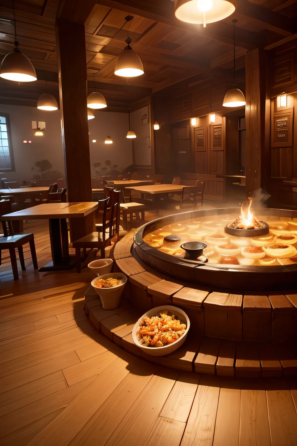 A mushroom hot pot restaurant in an ancient building