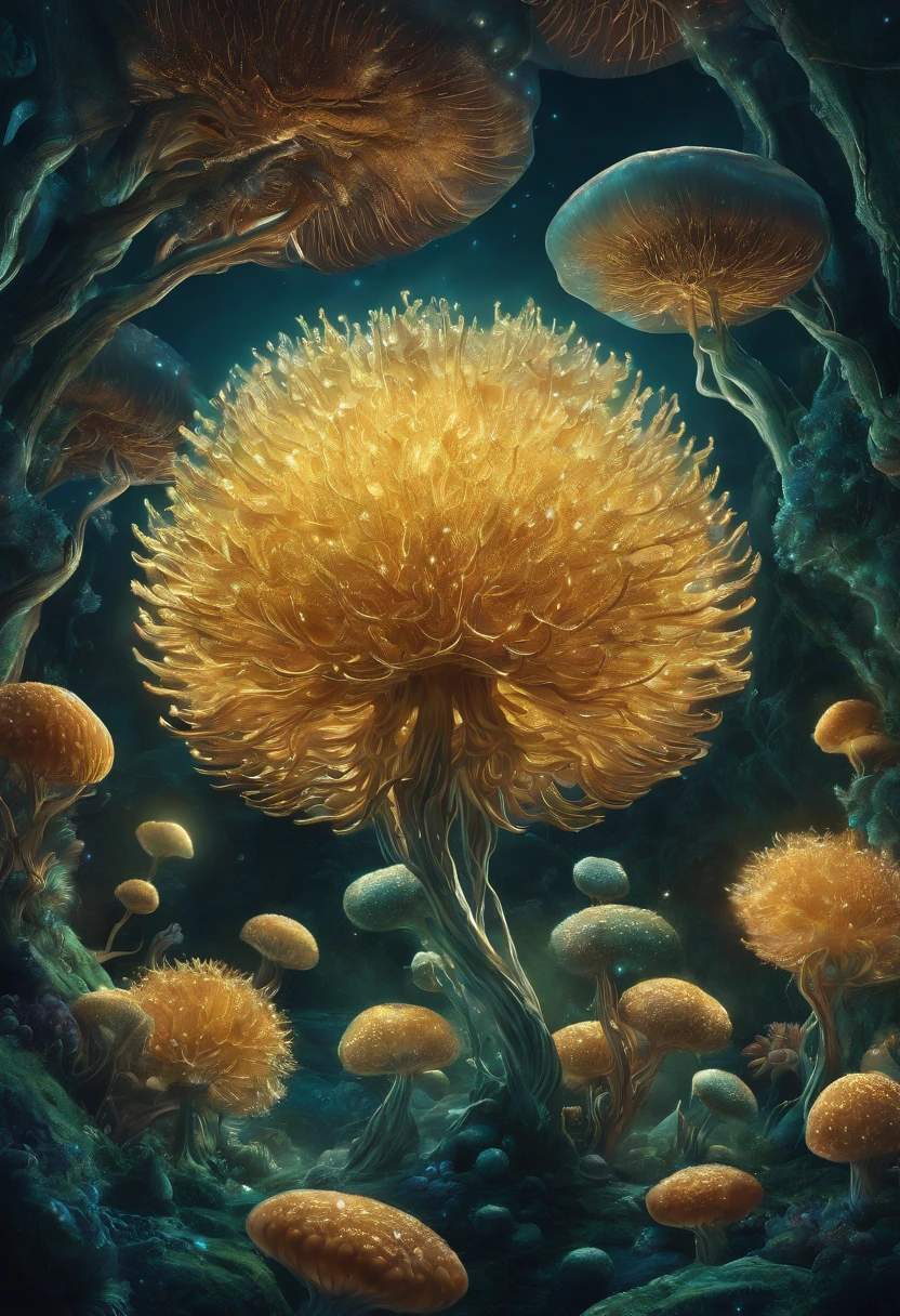 Elfin protozoa, surreal, dandelionwanderer, agate geodes, by Dan Mumford, , Dr. Seuss, WLOP, , dandelionseer, flowervirus, big eyes