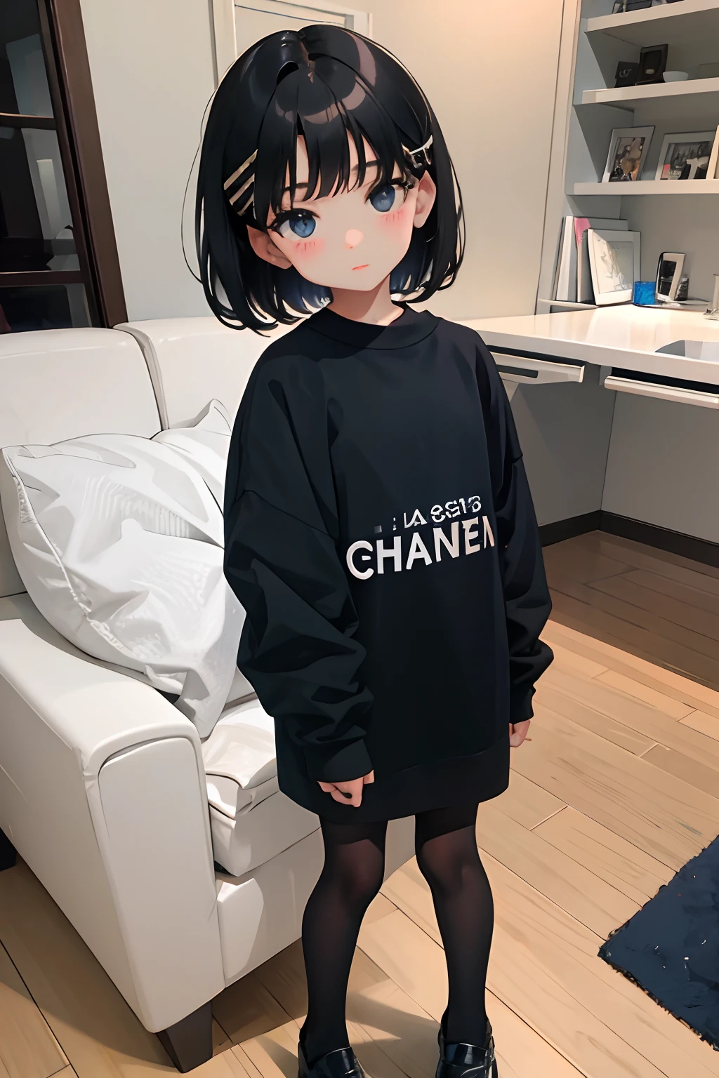 ,(masterpiece,Highest Quality),A dark-haired,Medium bob,CHANEL