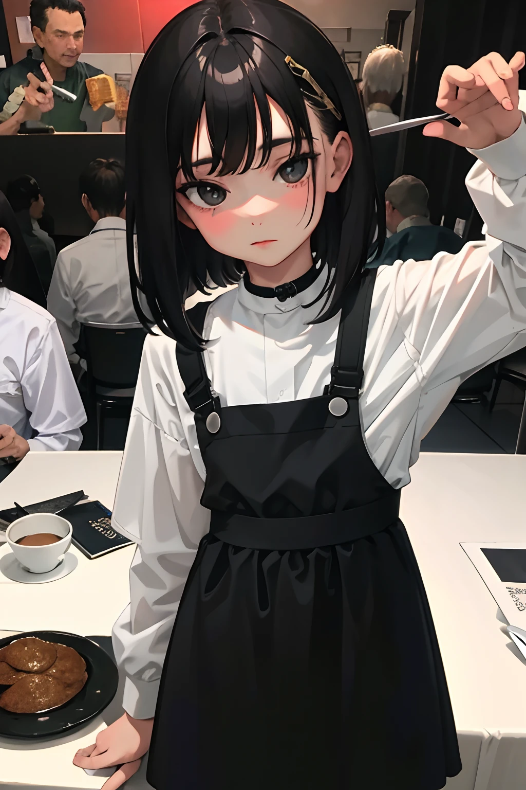 child,(masterpiece,Highest Quality),A dark-haired,Medium bob,the last supper