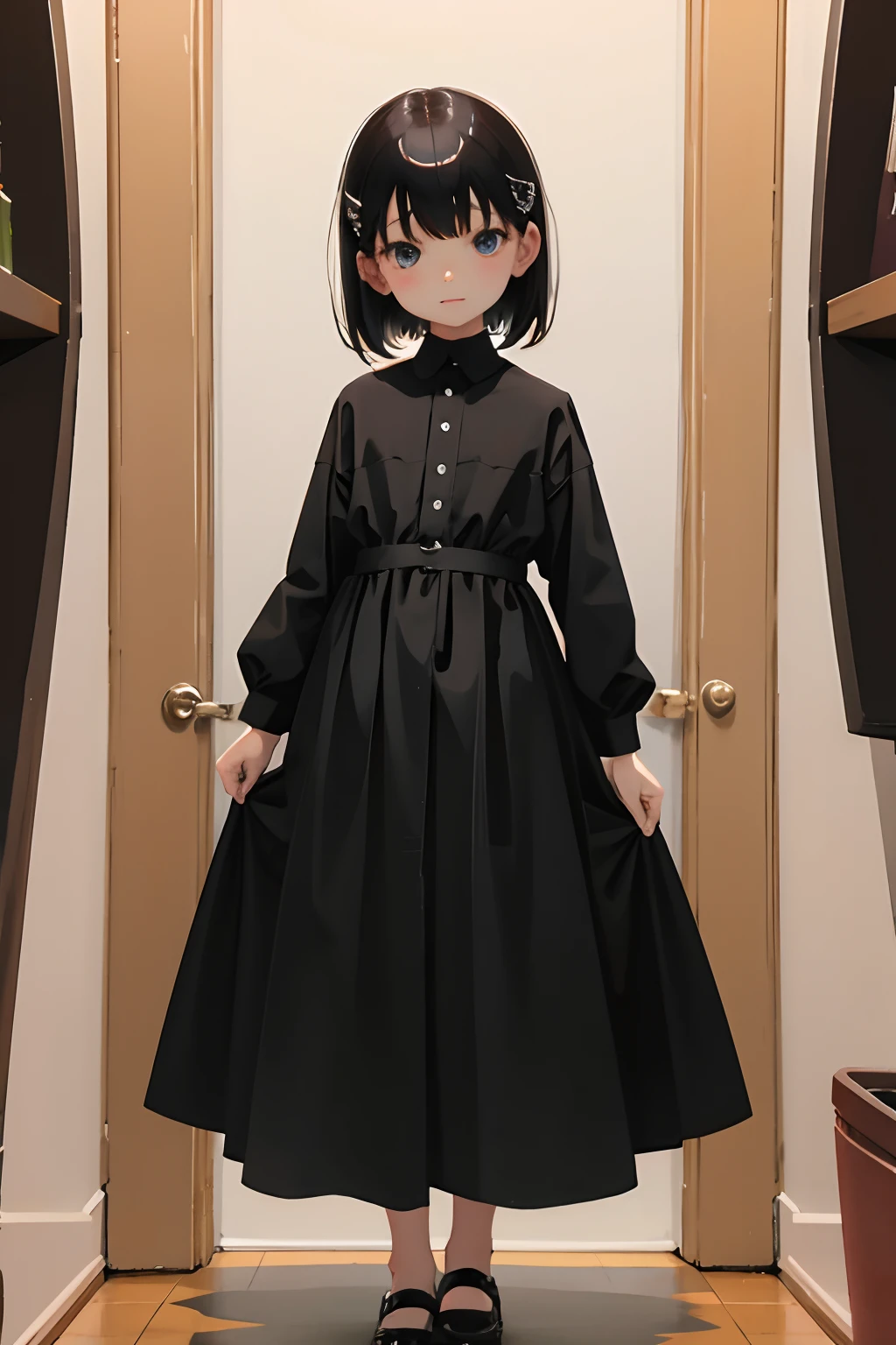 child,(masterpiece,Highest Quality),A dark-haired,Medium bob,by disney