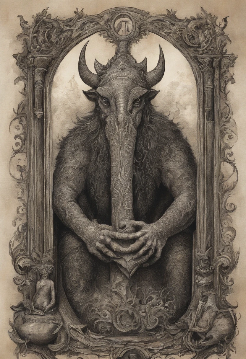 An oil painting of real evil, in the style of the horn – The eye Illusionistic detail, Blink – and – you – miss – it details, Wiccan, lithographie, gothique sombre et macabre, gothique romantique, Dark and ornate Gothic