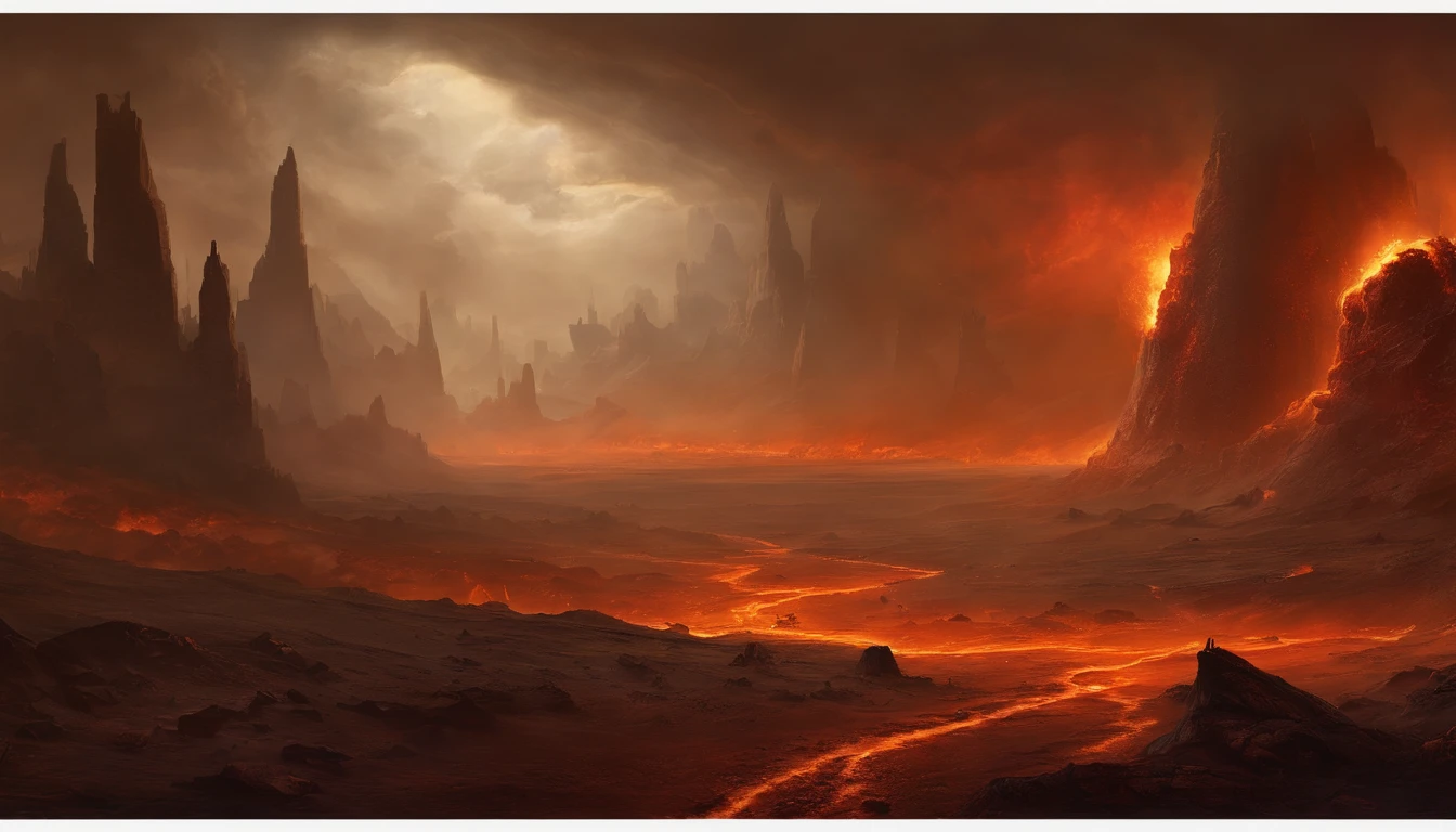 , Hellscape, The bottom of hell, the final battle in hell, apocalyptic landscape!!!!!, mustafar, Hellish ruins, ! apocalyptic landscape!!, Awesome D & D The Art of the Dark Sun, portal to hell, portal to hell, World of Warcraft art, rescue from the underworld!!!!!!