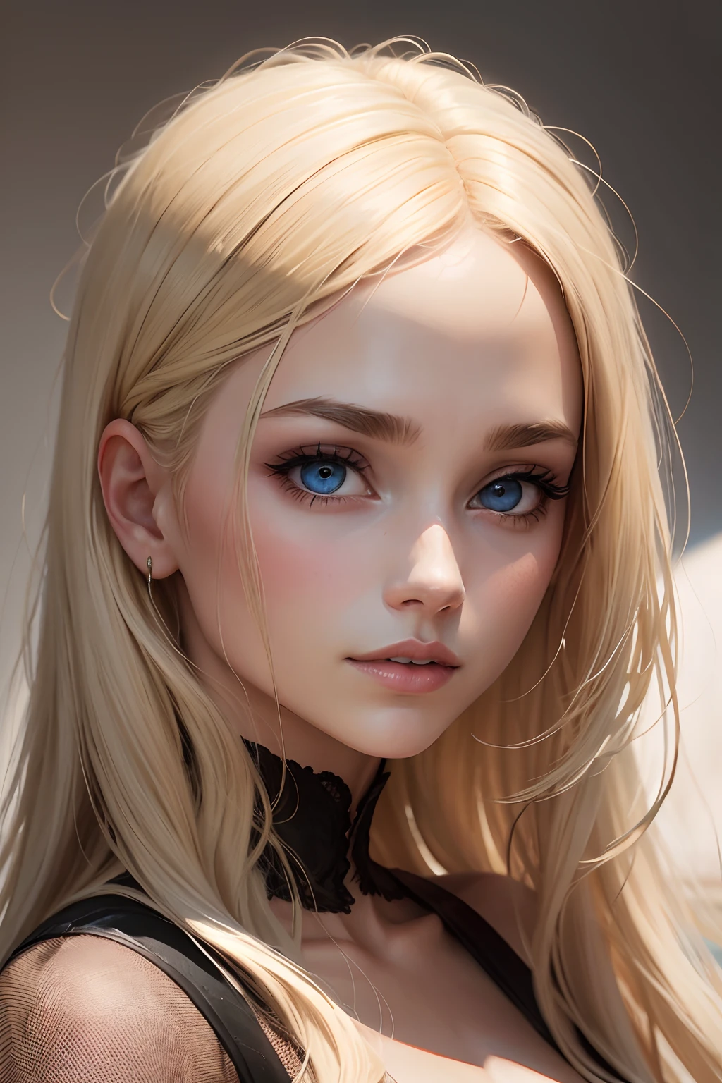 RAW, simulation style, a stunning portrait of a young and beautiful woman with eye-catching facial features. She should have long flowing hair, charming eyes, and charming expressions. The background should be neutral and simple, allowing the woman to be the focal point of the image. Pay close attention to details such as highlights and shadows on her face and hair to create a lifelike and realistic image. Try different lighting techniques to enhance the mood and atmosphere of your portrait. The final product should be a masterpiece that captures feminine essence and beauty, ((highly detailed skin, skin details)), sharp focus, volumetric fog, 8k UHD, DSLR, high quality, film grain, Fujifilm XT3