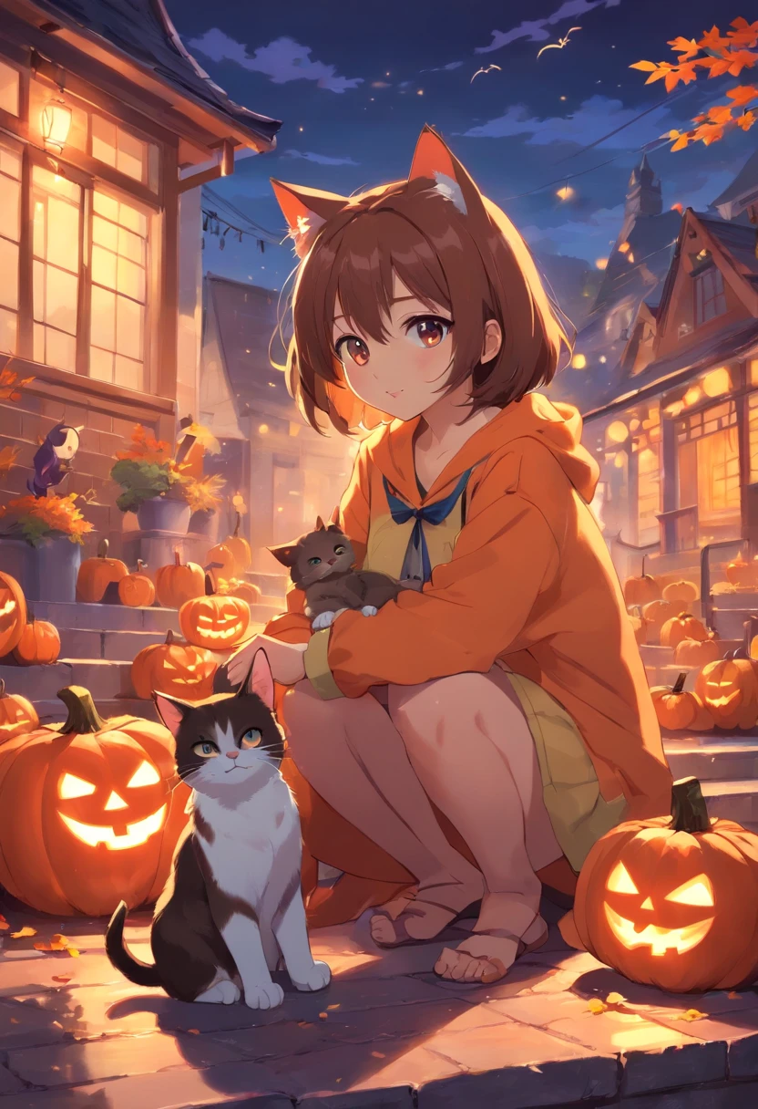 Halloween cat party，（Chat brun），Mofumofu