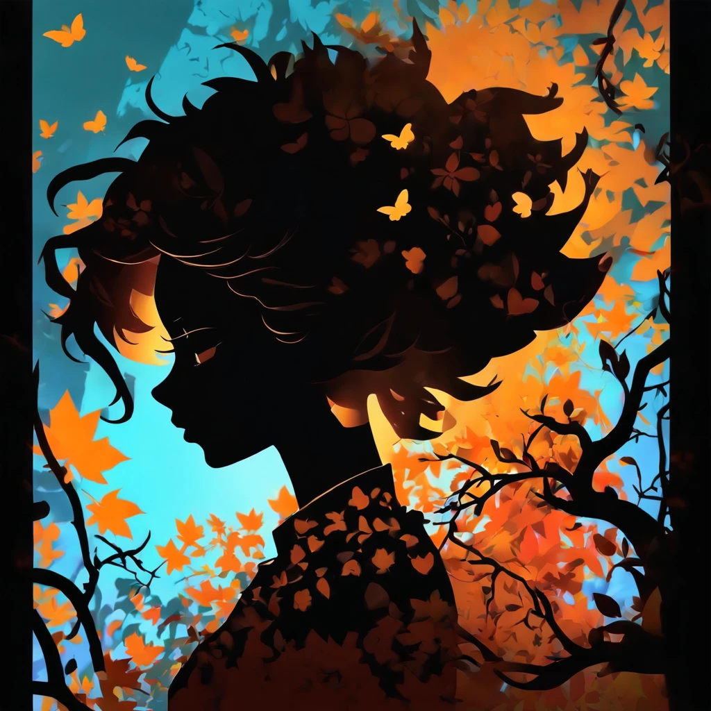 (art de la silhouette,Cuts:1.6)
(((Art of paper cutting,A world where only black exists:1.3)
(Tir de cowboy),1 fille,seulement,
(Kimono Fille,profil:1.2),blanc, Visage clair et beau,Chat noir aux pieds
casser
(Colorful leaves、jaune rouge:1.1)
Textured glass back,