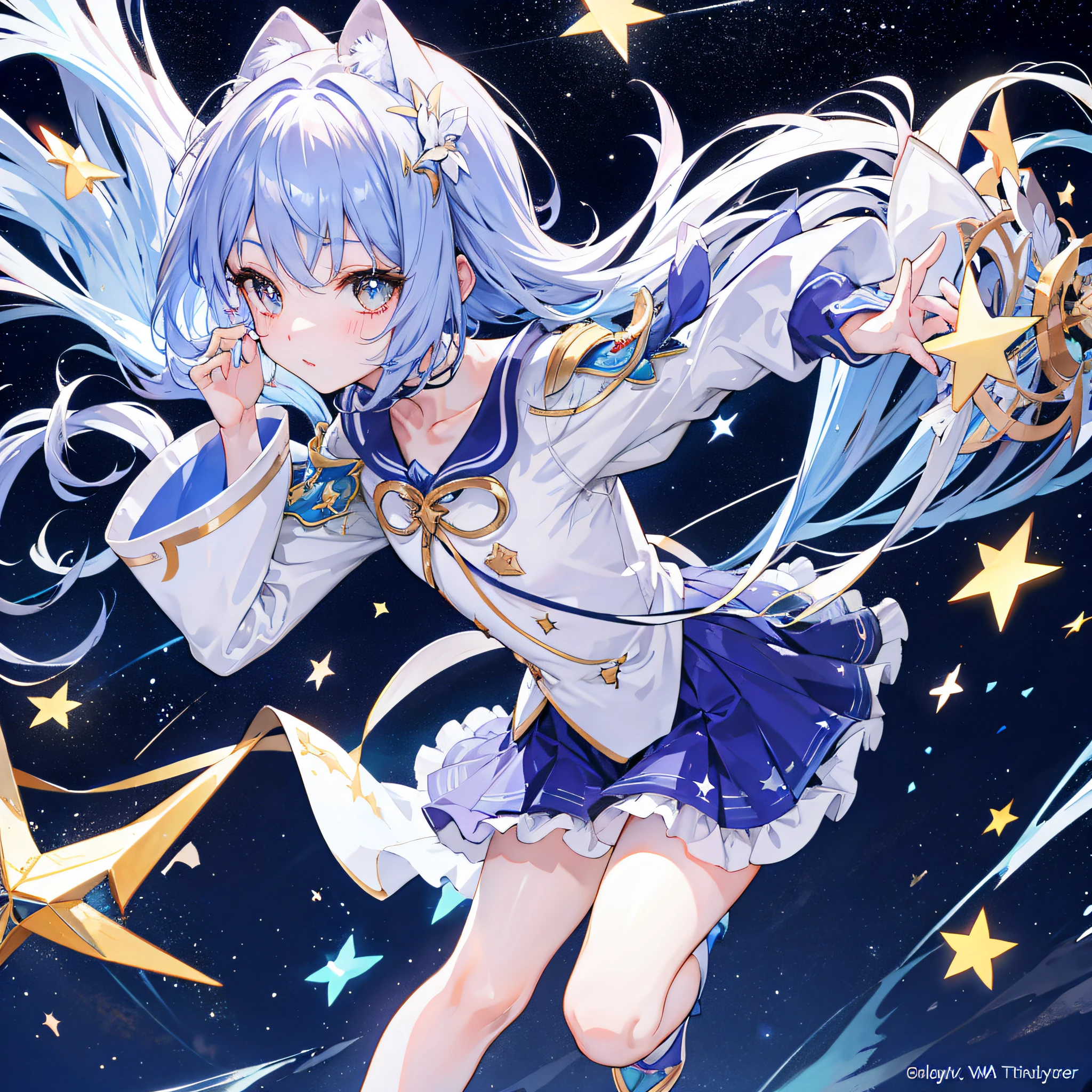 masutepiece、Ultra-high-definition digital art、(遊☆戯☆王デュエル)、1girl in、Iridescent hair、straight haired、High School Uniform、(遊☆戯☆王デュエルディスク)、Crystal clear skin、kawaii eyes、、perfect hand、intricate detailes、sharpnes、遊☆戯☆王カード